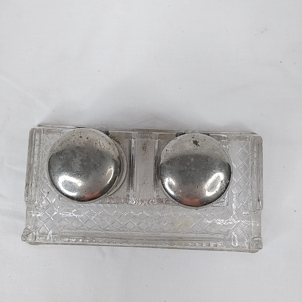 Encrier double en verre et metal - Photo 5