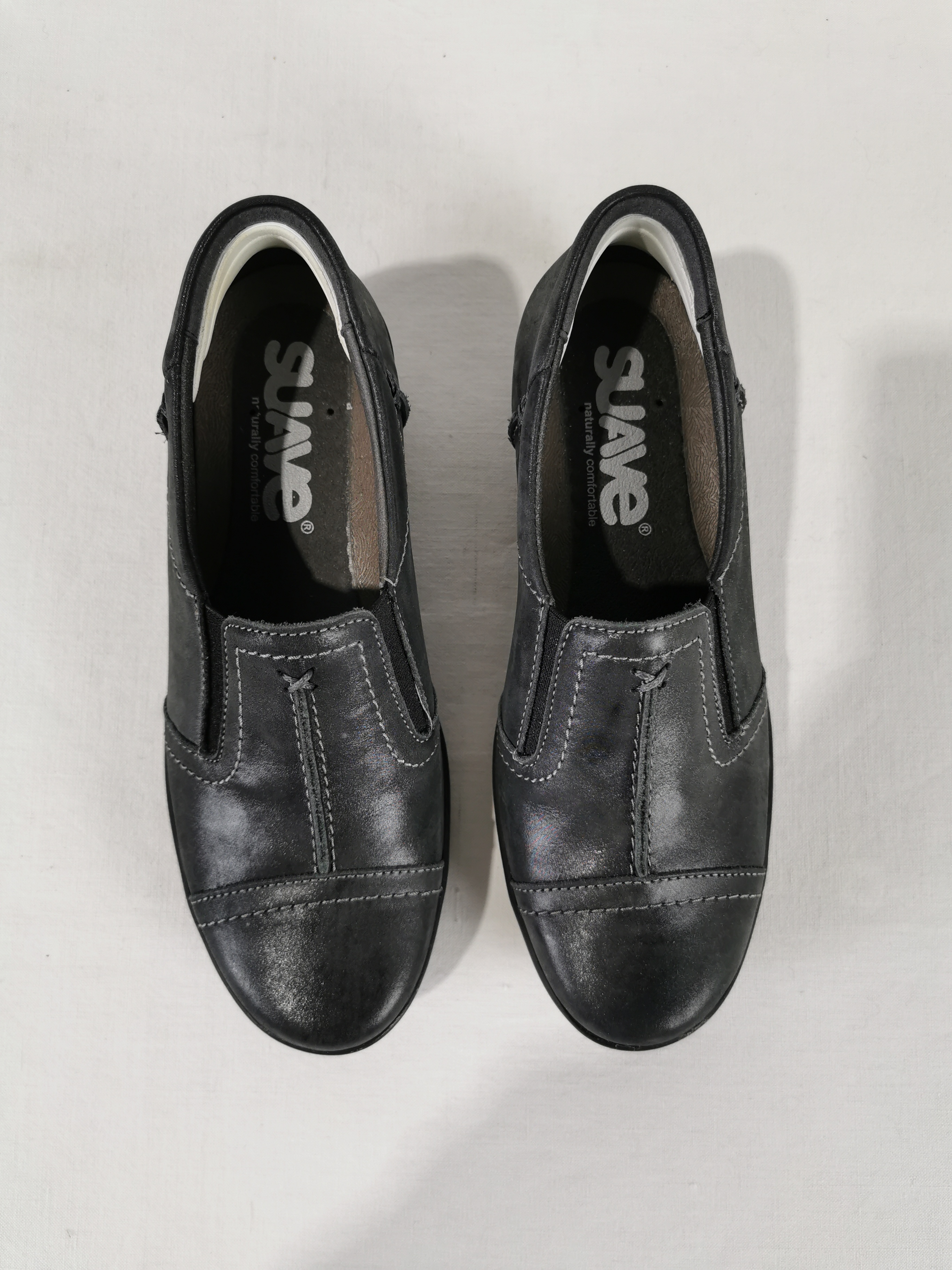 Mocassins cuir gris femme - Suave taille 35  Très bon état - Vue 6 - 