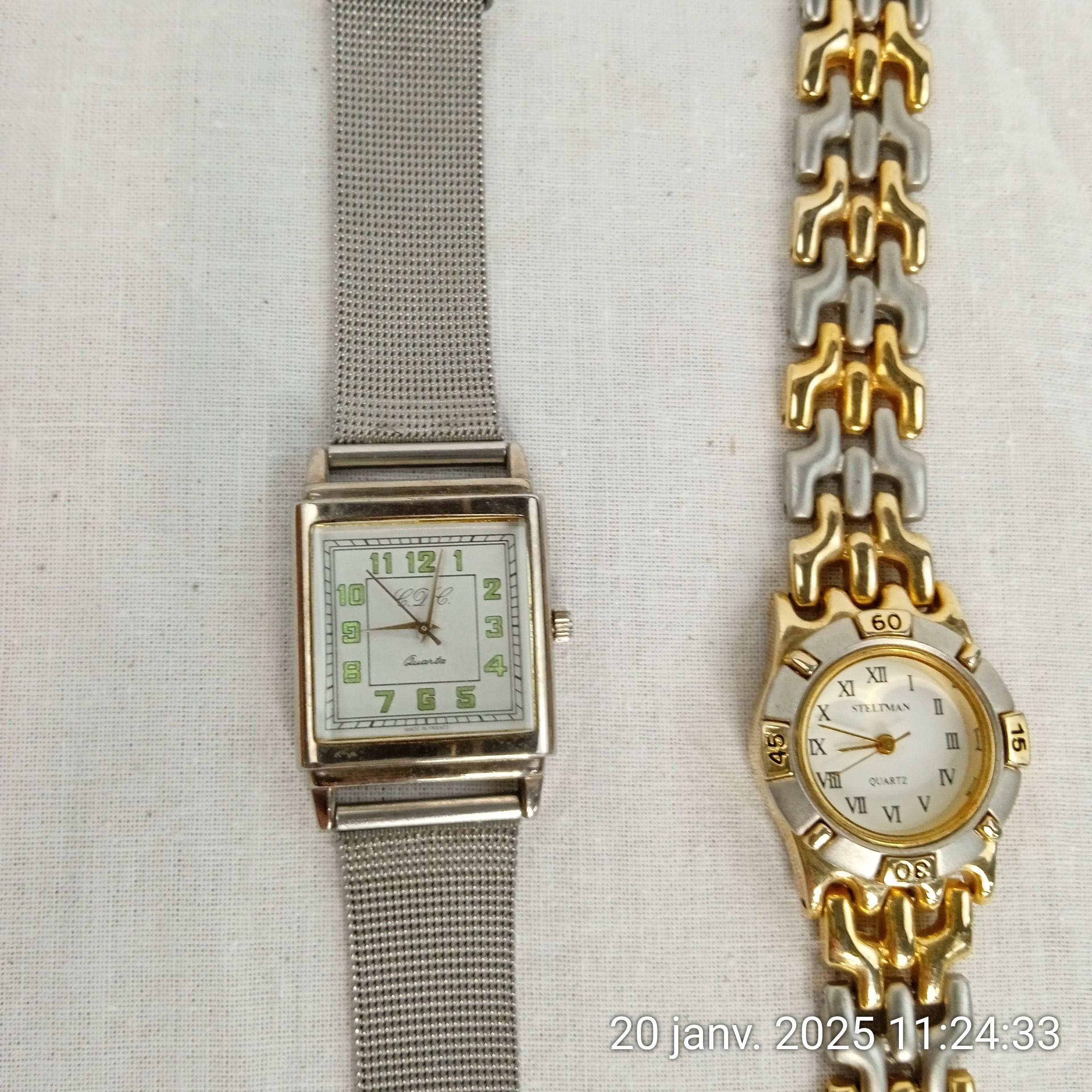 Lot de 3 montres à quartz bracelet femme vintage acier inoxydable - Photo 2