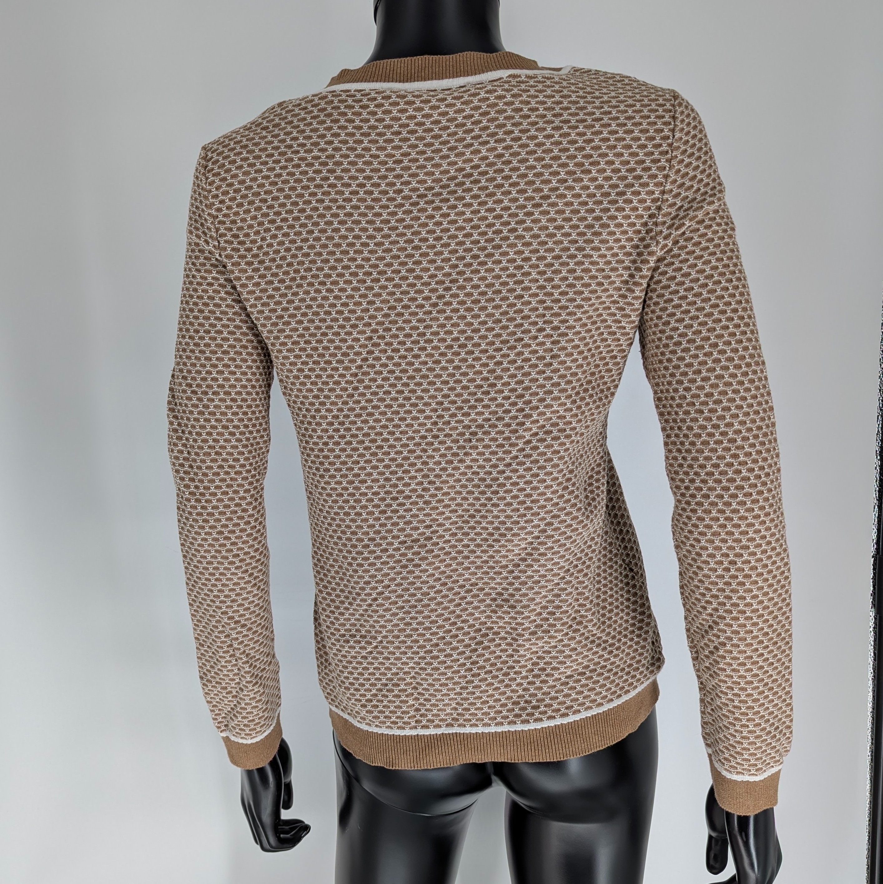 Pull fin ESPRIT T.M texturé beige et blanc manches longues - Photo 2