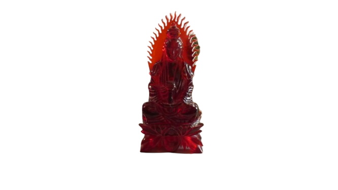 Statue de bouddha décorative couleur rouge cerise - Photo 0