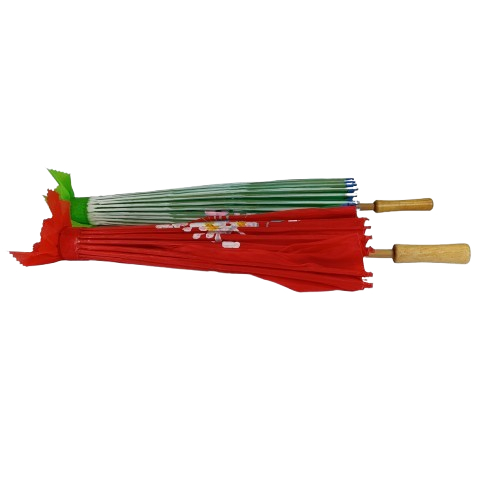 2 ombrelles chinoises : une verte et une rouge  - Vue 3 - 