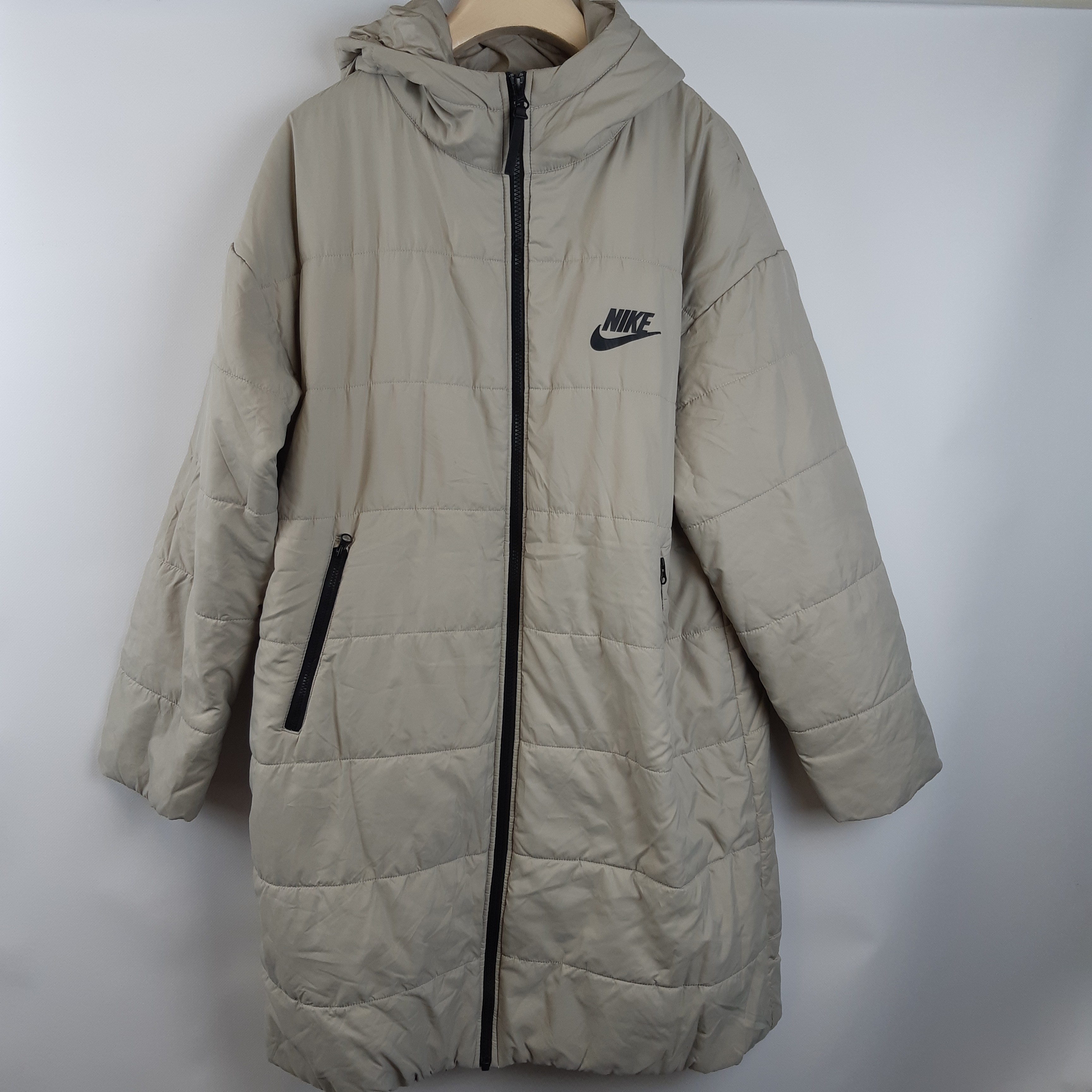 Nike - Doudoune capuche beige polyester - Taille M Très bon état - Vue 3 - 