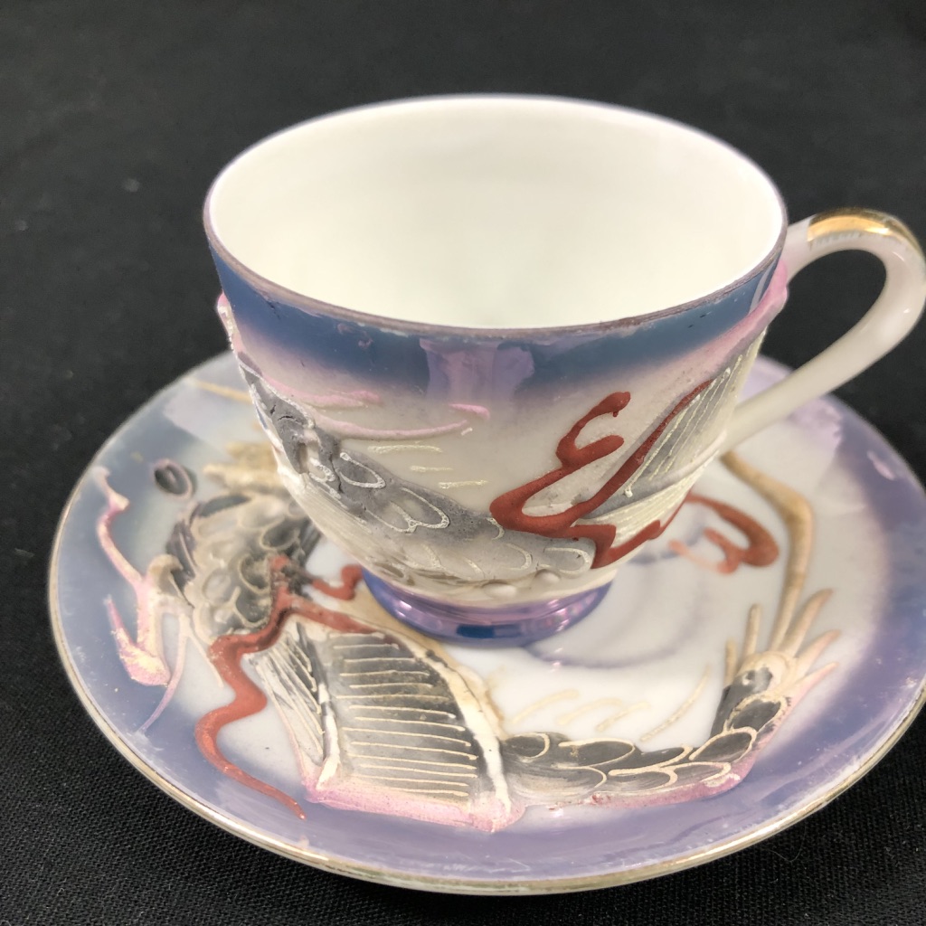 Service à thé en porcelaine fine du japon avec Geisha girl au fond de la tasse - Bon état - Photo 4