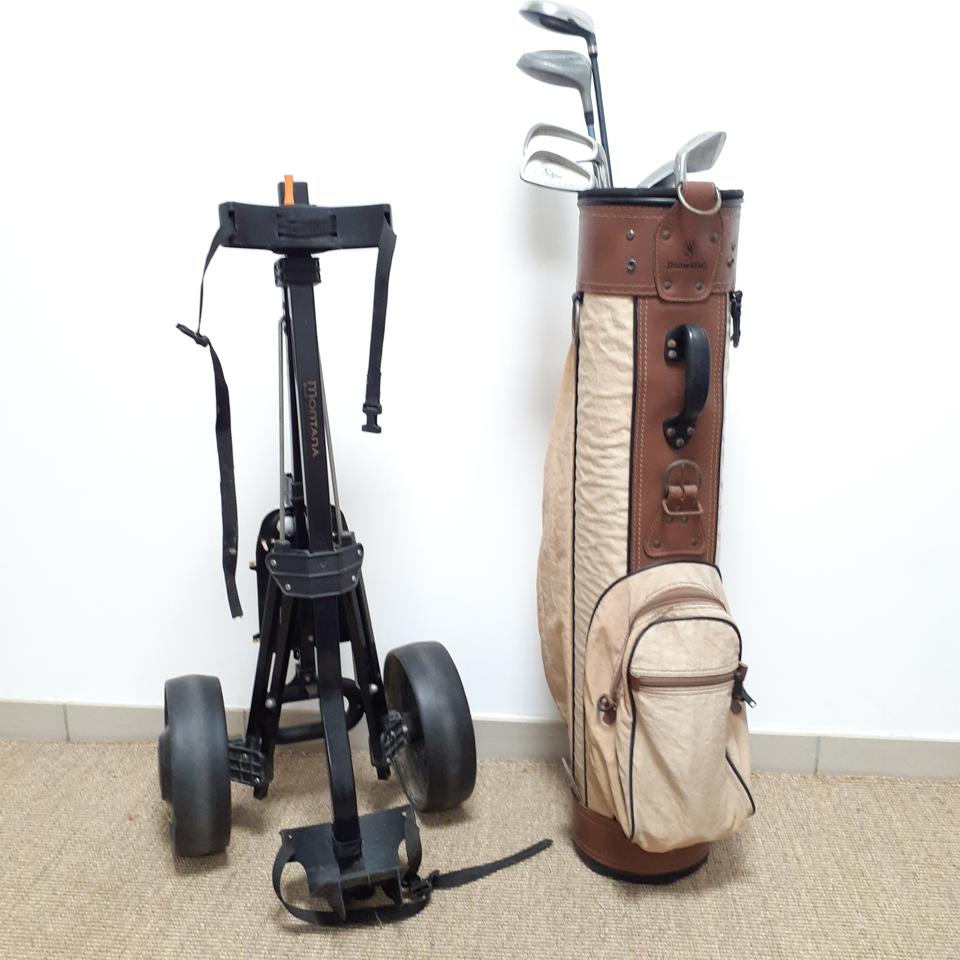 Chariot de golf droitier et accessoires - Photo 1