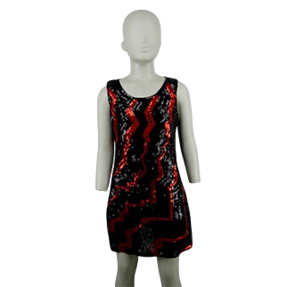 Robe noire à paillettes noires et rouges - Fille - Hoogy Googy - Taille 12 ans - Photo 0