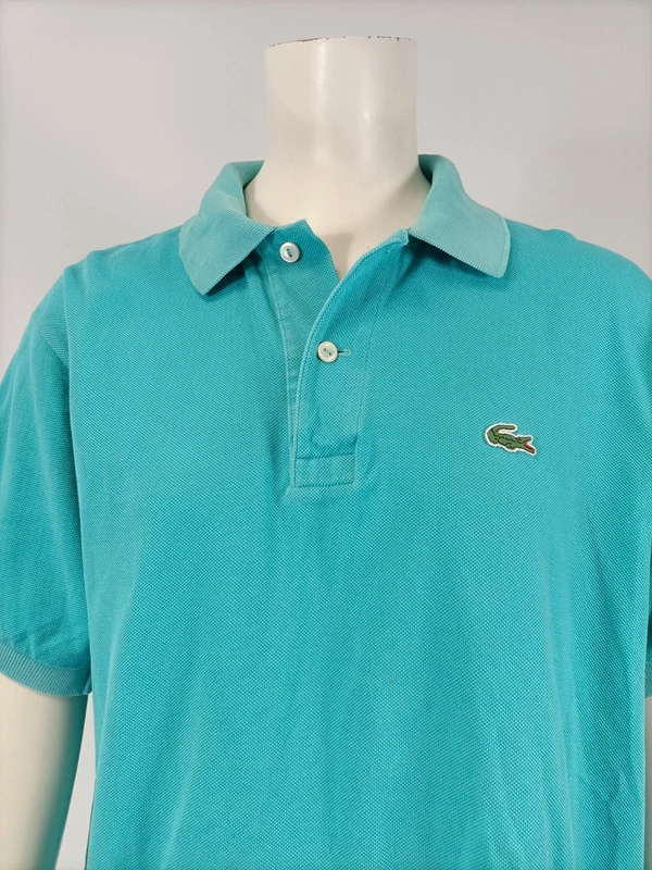 Polo Lacoste turquoise manches courtes coton piqué taille 4 Très bon état - Vue 4 - 