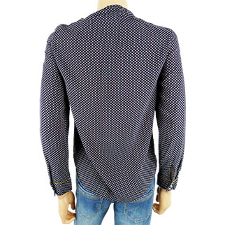 Blouse bleue foncée imprimée - manches longues – Femme - Emilie - S - Photo 1