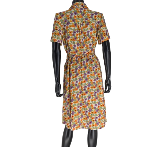 Robe MONOPRIX T.38 fluide ceinturée évasée imprimé fleurie manches courtes - Photo 2