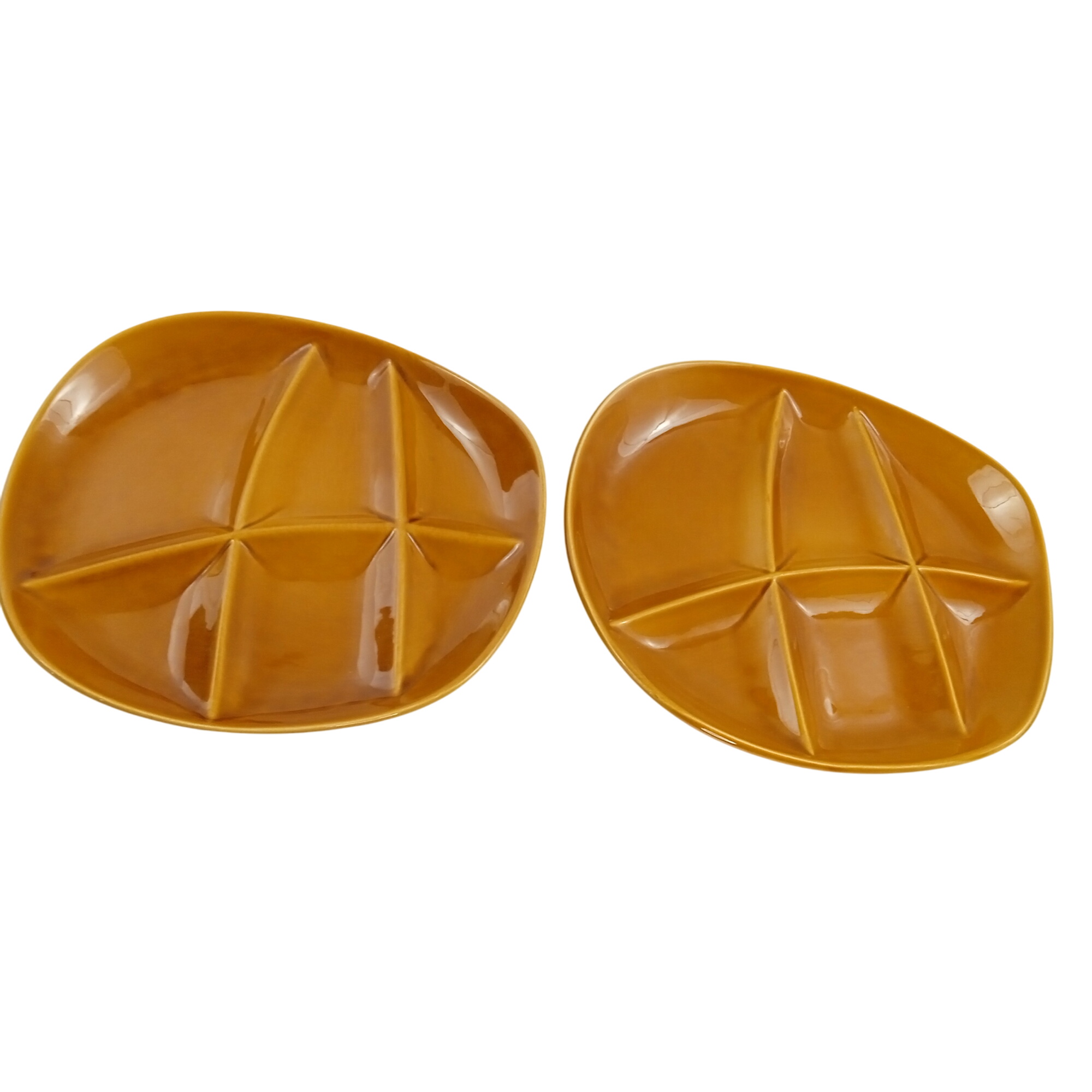 Lot de 2 assiettes à fondue bourguignonne en faïence de Salins France  - Photo 1