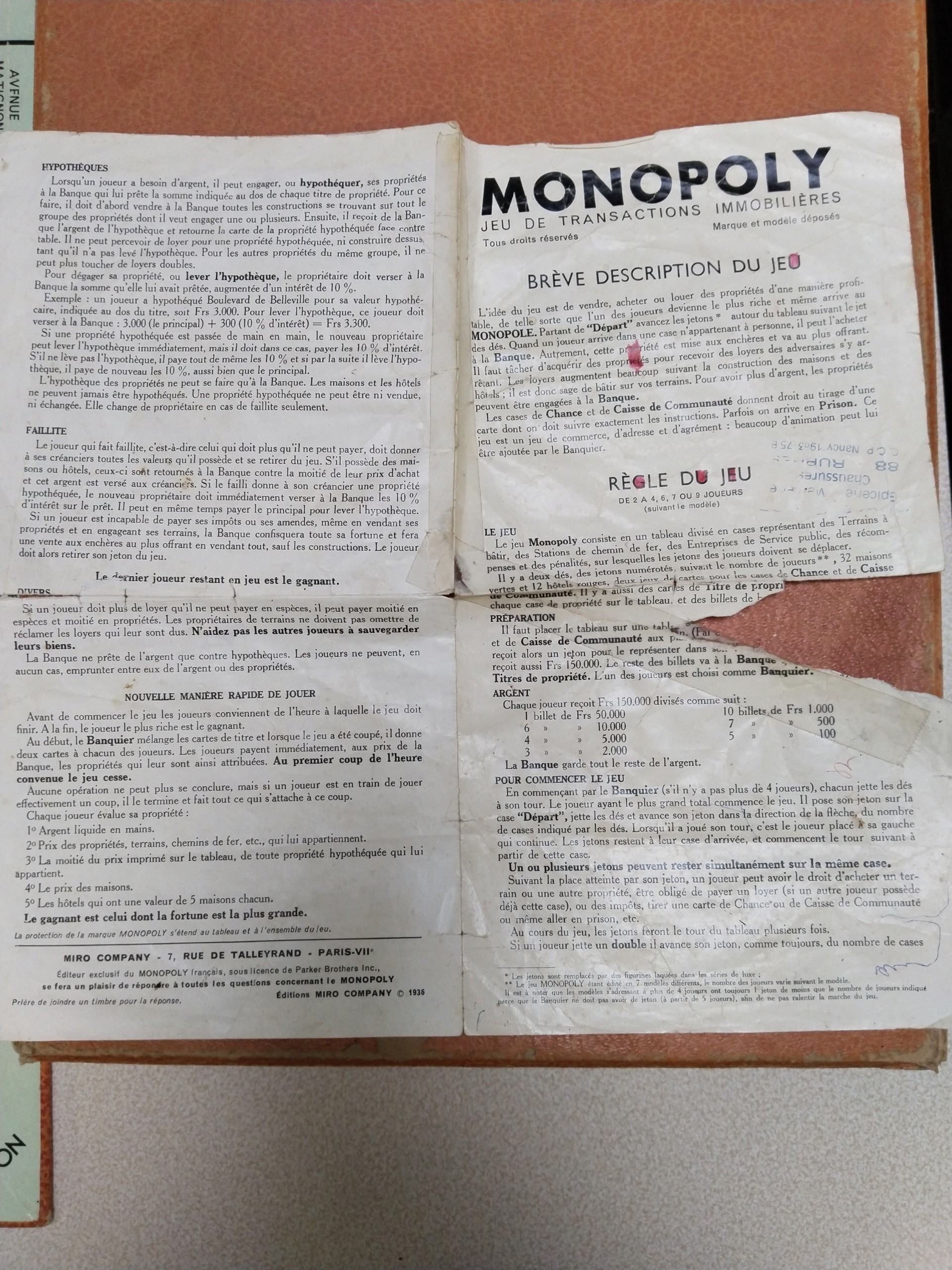 Voir photo 2 de Jeu Monopoly ancien Jeu Monopoly ancien État correct - Vue 2 -