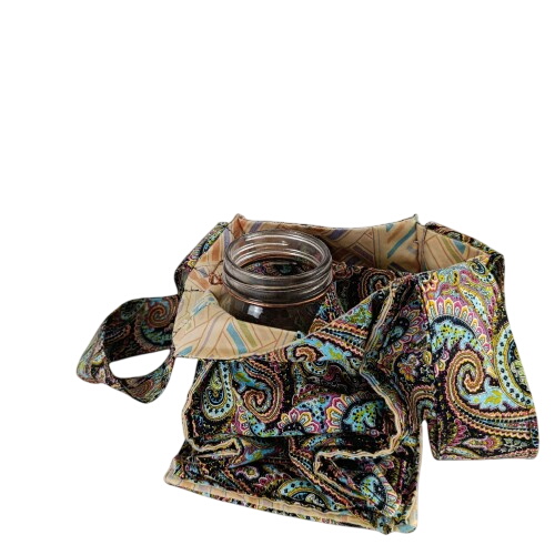 Sac en tissu Porte- bouteilles fabriqué dans notre atelier Acsomur, à partir de tissu recyclé - Photo 0