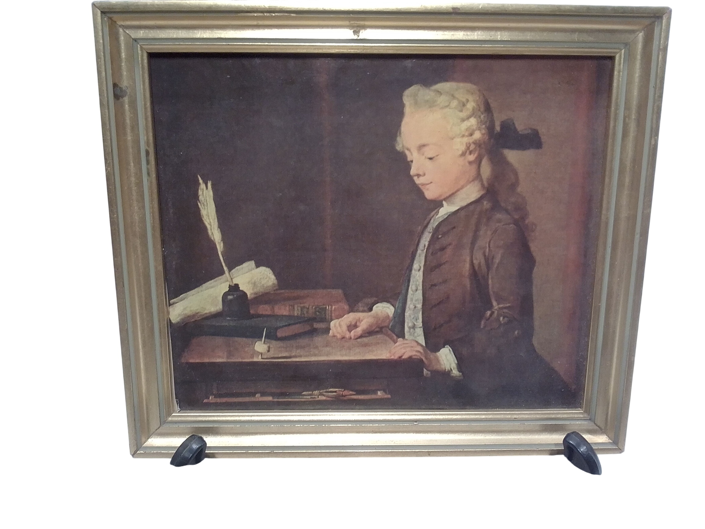 Voir photo 2 de Tableau représentant L'Enfant au toton. Auguste Gabriel Godefroy Tableau représentant L'Enfant au toton. Auguste Gabriel Godefroy Bon état - Vue 2 -