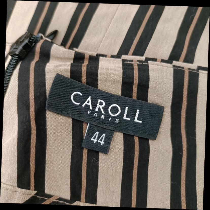 Jupe Caroll taille 44 à rayures beige et noir avec ceinture nouée Très bon état - Vue 7 - 