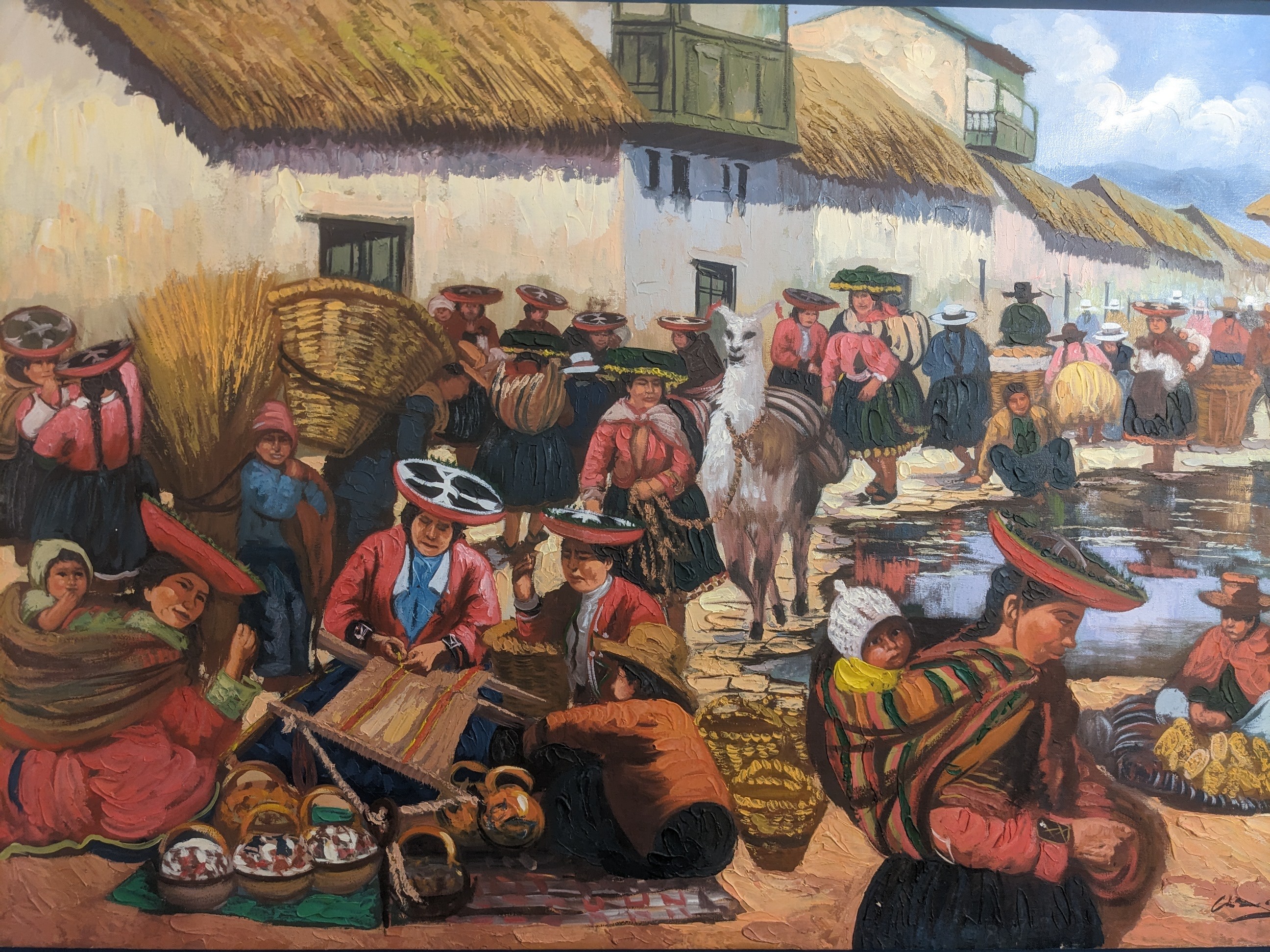 Tableau - huile sur toile scène de vie - Photo 3