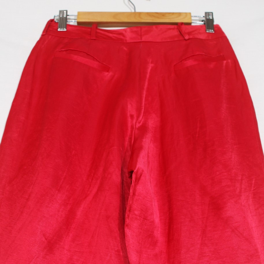 🔴 Élégance Audacieuse – Pantalon Large Rouge Satiné Javier Simorra T36 🔴 - Photo 5
