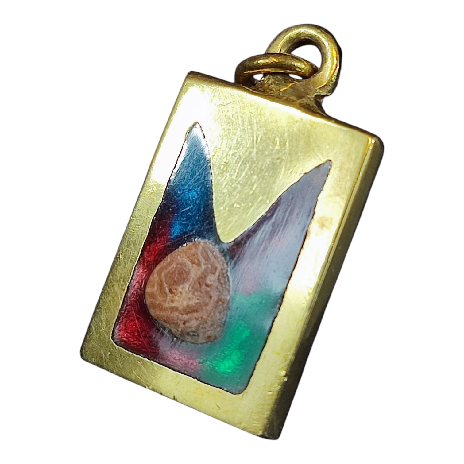 Pendentif doré avec incrustations de résine colorée - Photo 1