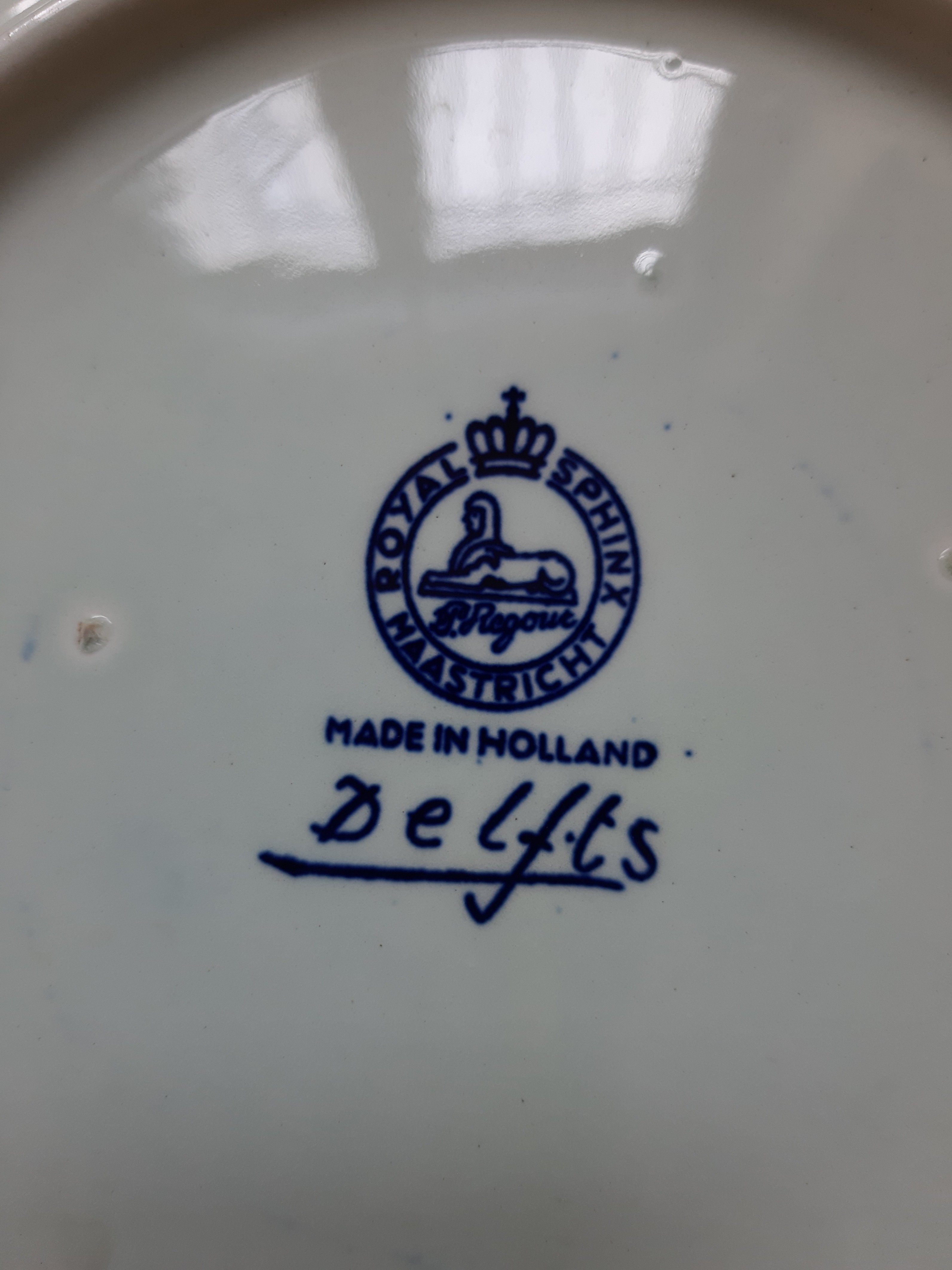 Lot de 2 Assiettes Décorative bleu signé, Royal Sphinx Delft, Made in Holland, vintage  - Vue 6 - 