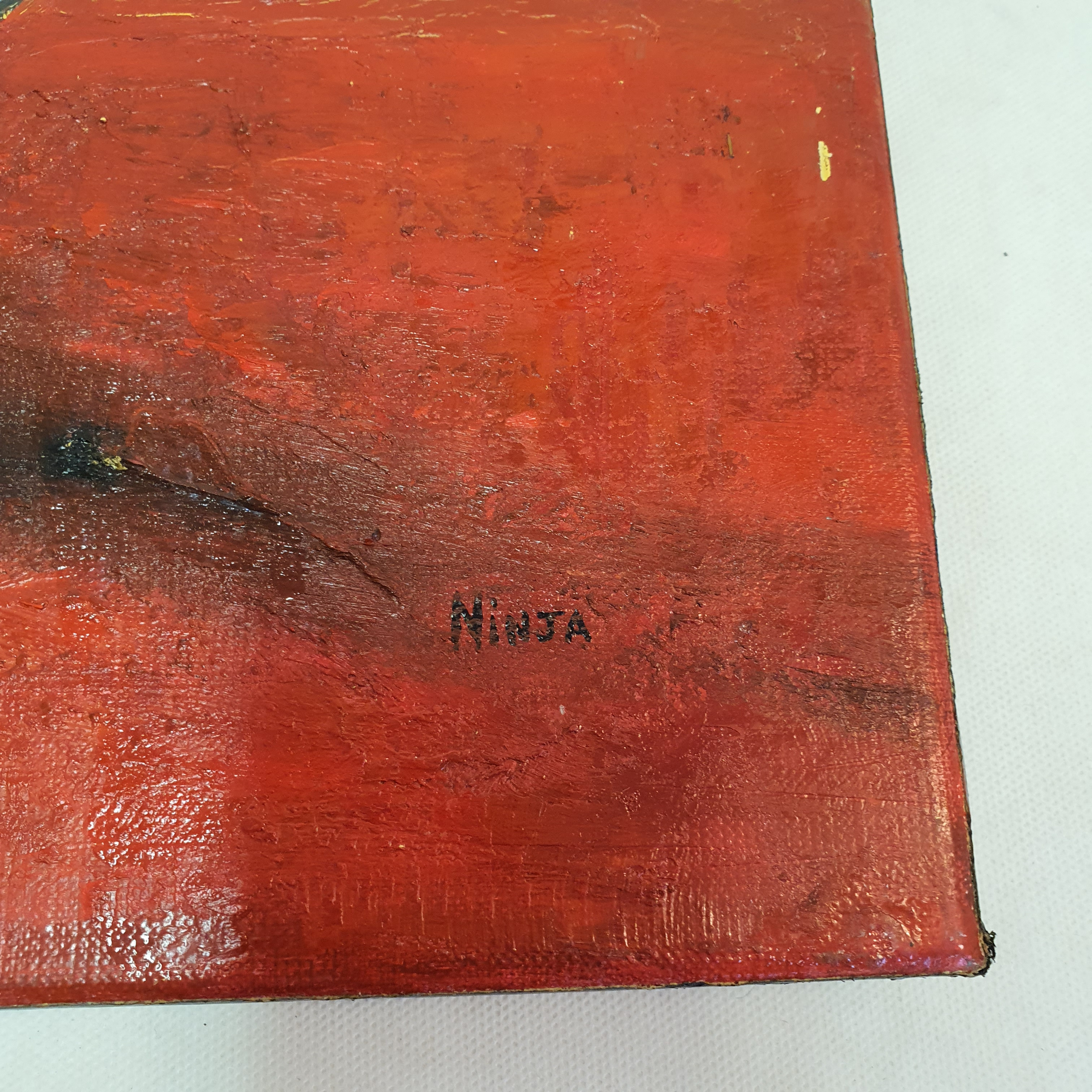 Voir photo 5 de Huile sur Toile - Sur La Table Signée Ninja Huile sur Toile - Sur La Table Signée Ninja État correct - Vue 5 -