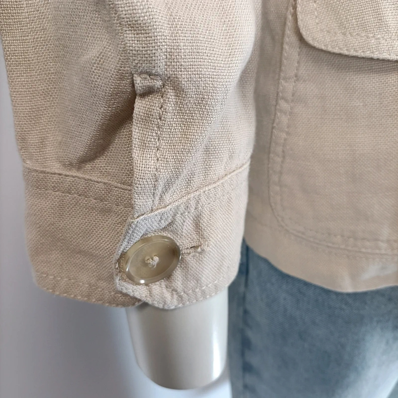 Blazer beige en lin Weekend Max Mara coupe cintrée élégante boutons nacrés taille 40 Très bon état - Vue 14 - 
