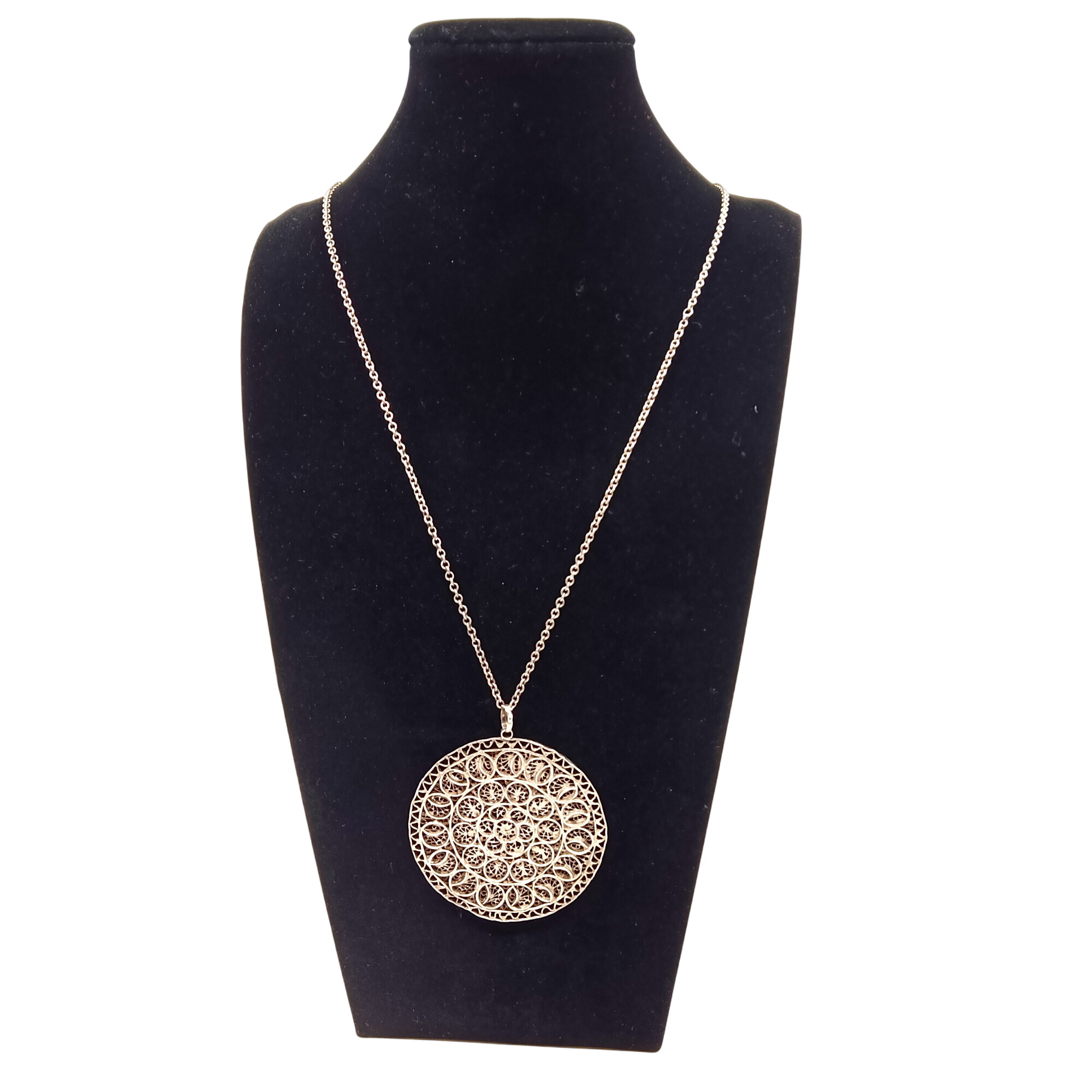 Collier avec pendentif rond mtal argent - Label Emmaus - Modalova