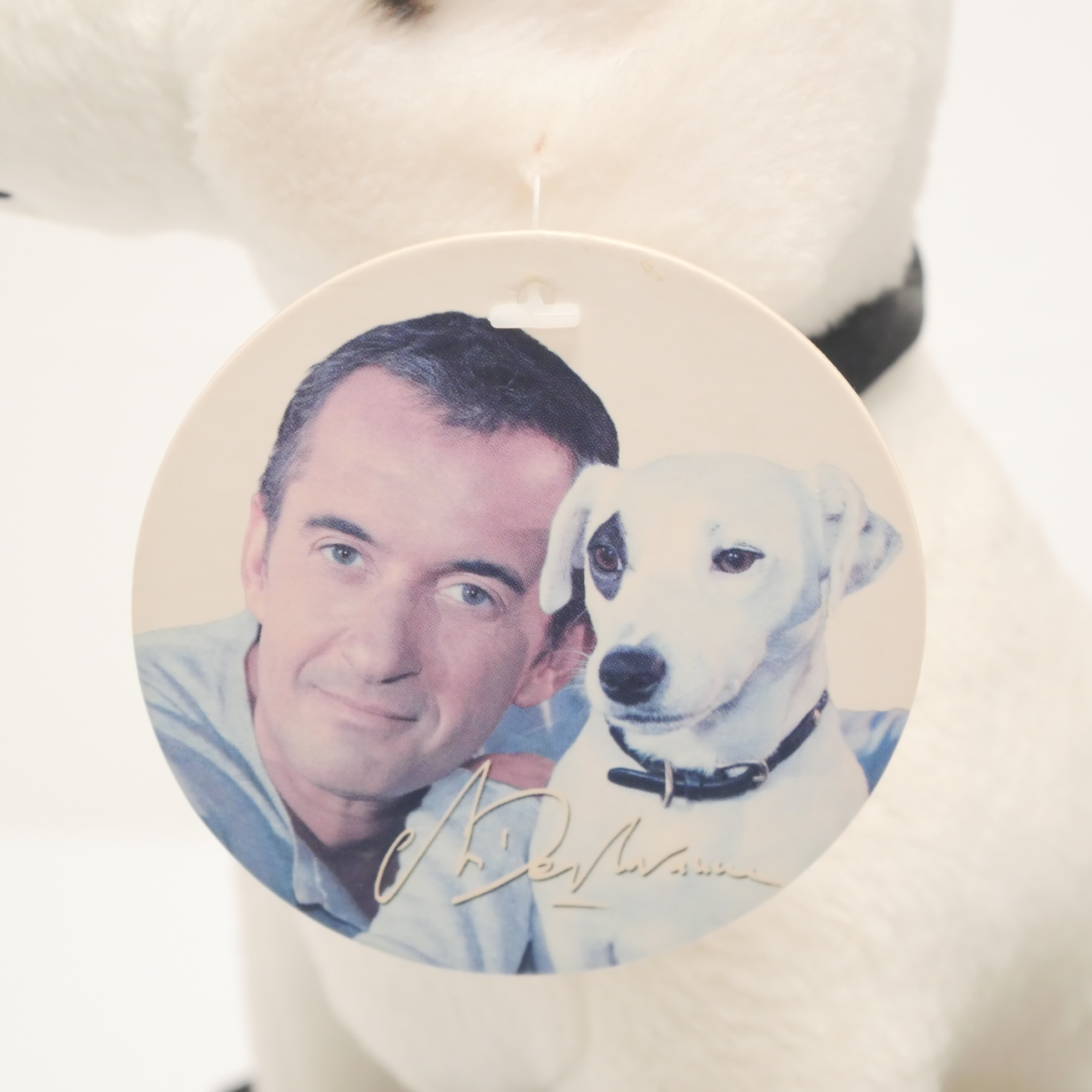 Peluche du Chien Blanc Cocarde noir-de Christophe Dechavanne - "Mon Chien ? C’est le plus rigolo !" Bon état - Vue 3 - 
