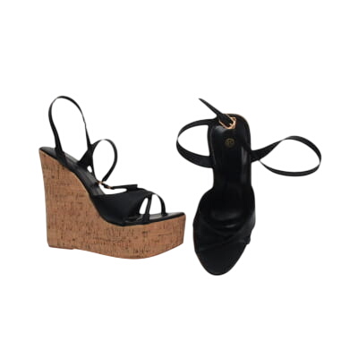 Sandales noires à talons compensés 14 cm - Femme - Taille 38 - Photo 0