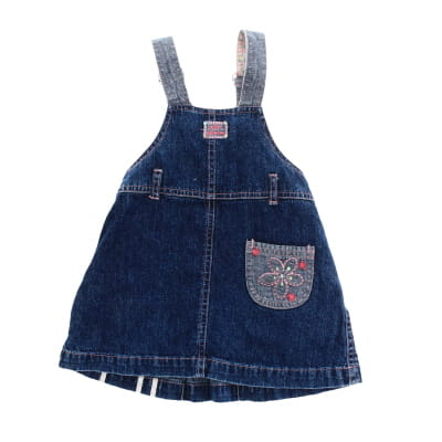Robe à bretelles jeans bleu broderies fleurs paillettes -Fille-Tissaia -12mois - Photo 1