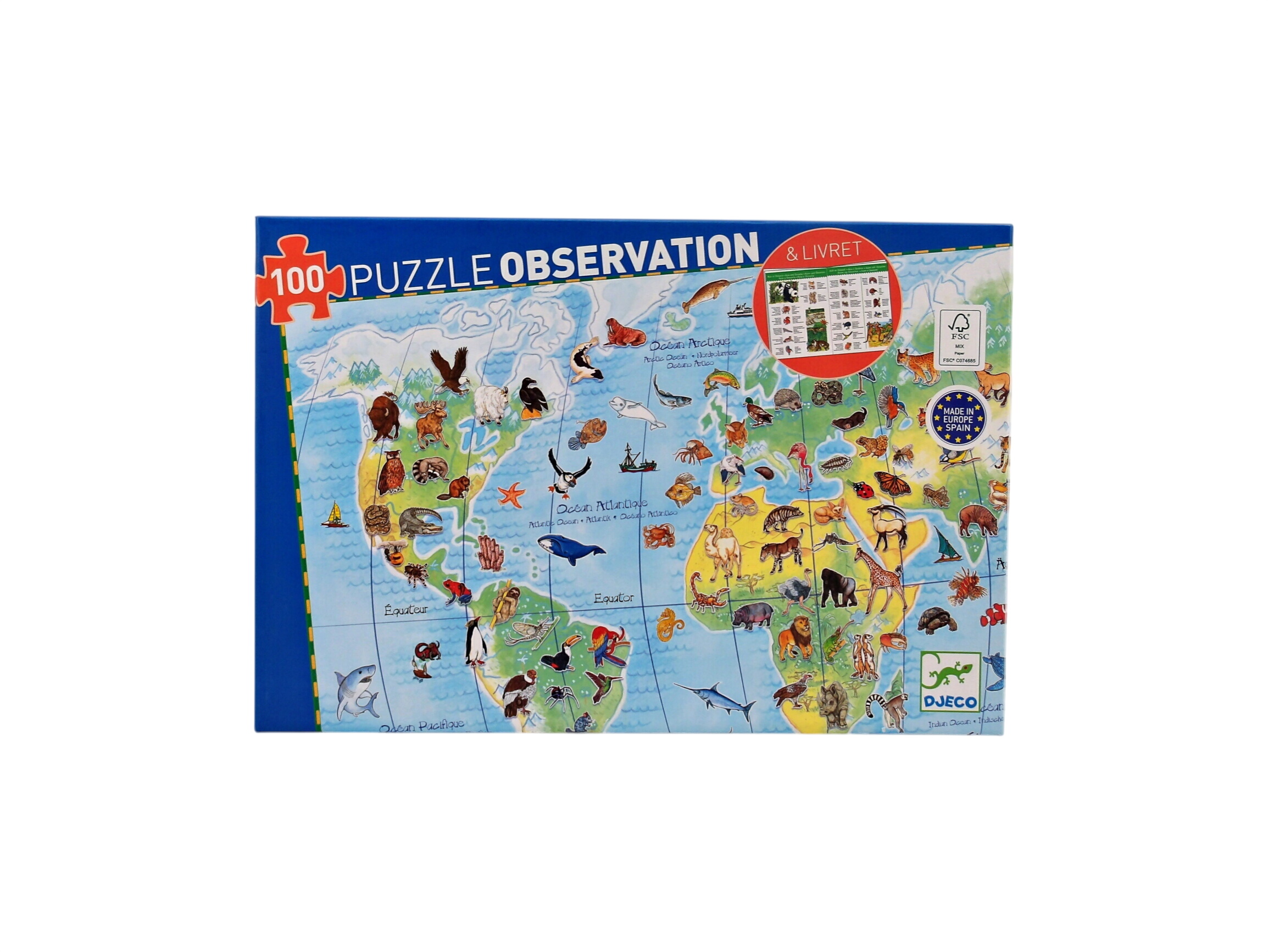 Acheter Puzzle observation - Animaux du Monde - 100 pièces - 11,90 € Puzzle observation - Animaux du Monde - 100 pièces - reconditionné disponible sur Label Emmaüs