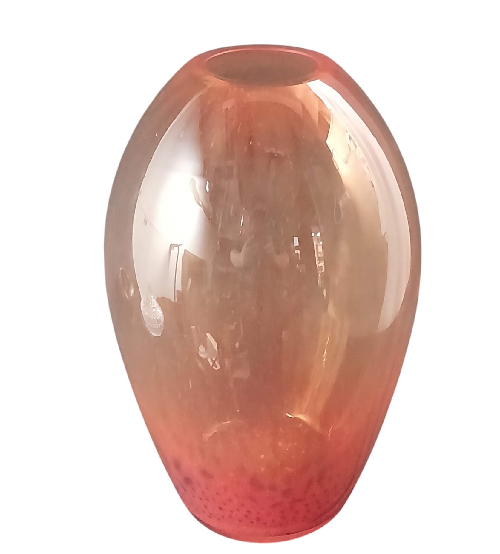 VASE ORANGE EN VERRE Bon état -  reconditionné disponible sur Label Emmaüs