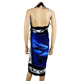 Paréo bleu, noir et violet imprimé dauphins - Femme - 150*107 cm - Photo 1
