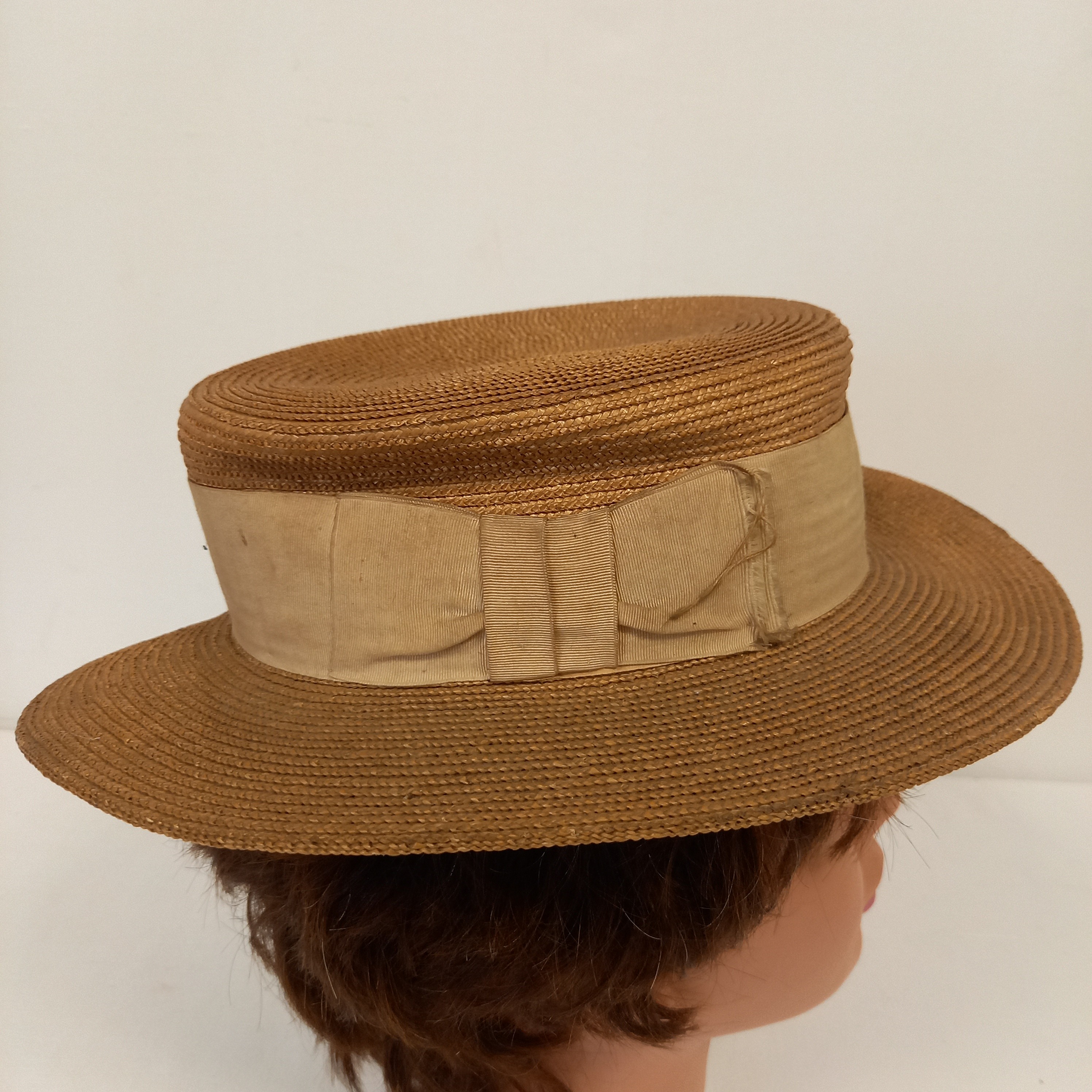 Ancien chapeau canotier ruban blanc ,A Boueicaut - Bon état - Photo 4