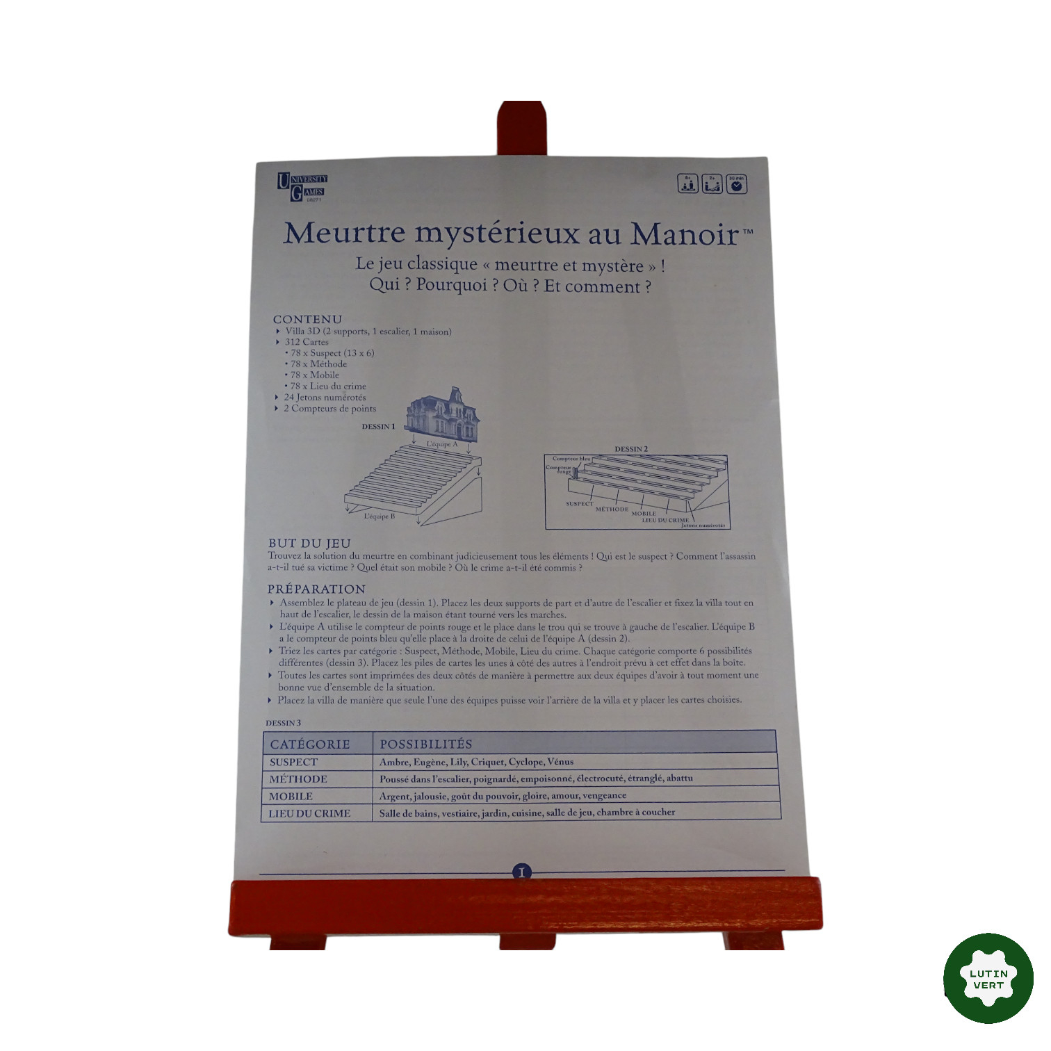 Meurtre Mystérieux au Manoir d'occasion UNIVERSITY GAMES - Dès 8 ans | Ref 9137  - Vue 3 - 