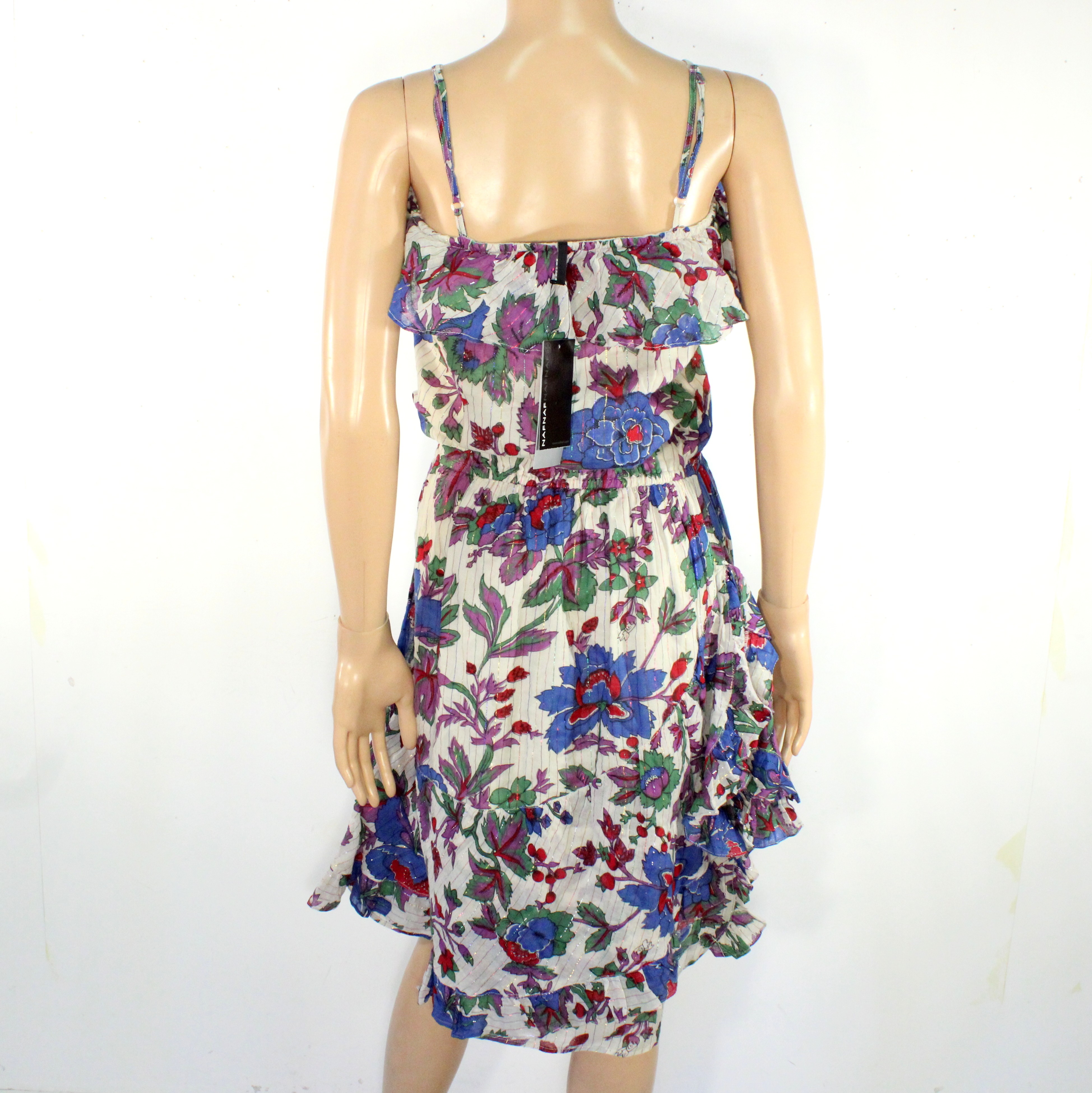 Robe En Coton Ecru & Violette Fleurie NAF NAF Taille 36 - Photo 2