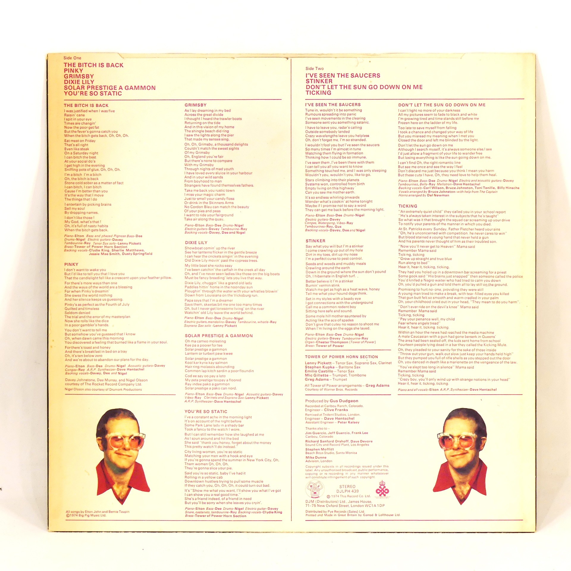 Vinyle - Elton John - Caribou - 1974 Bon état - Vue 6 - 