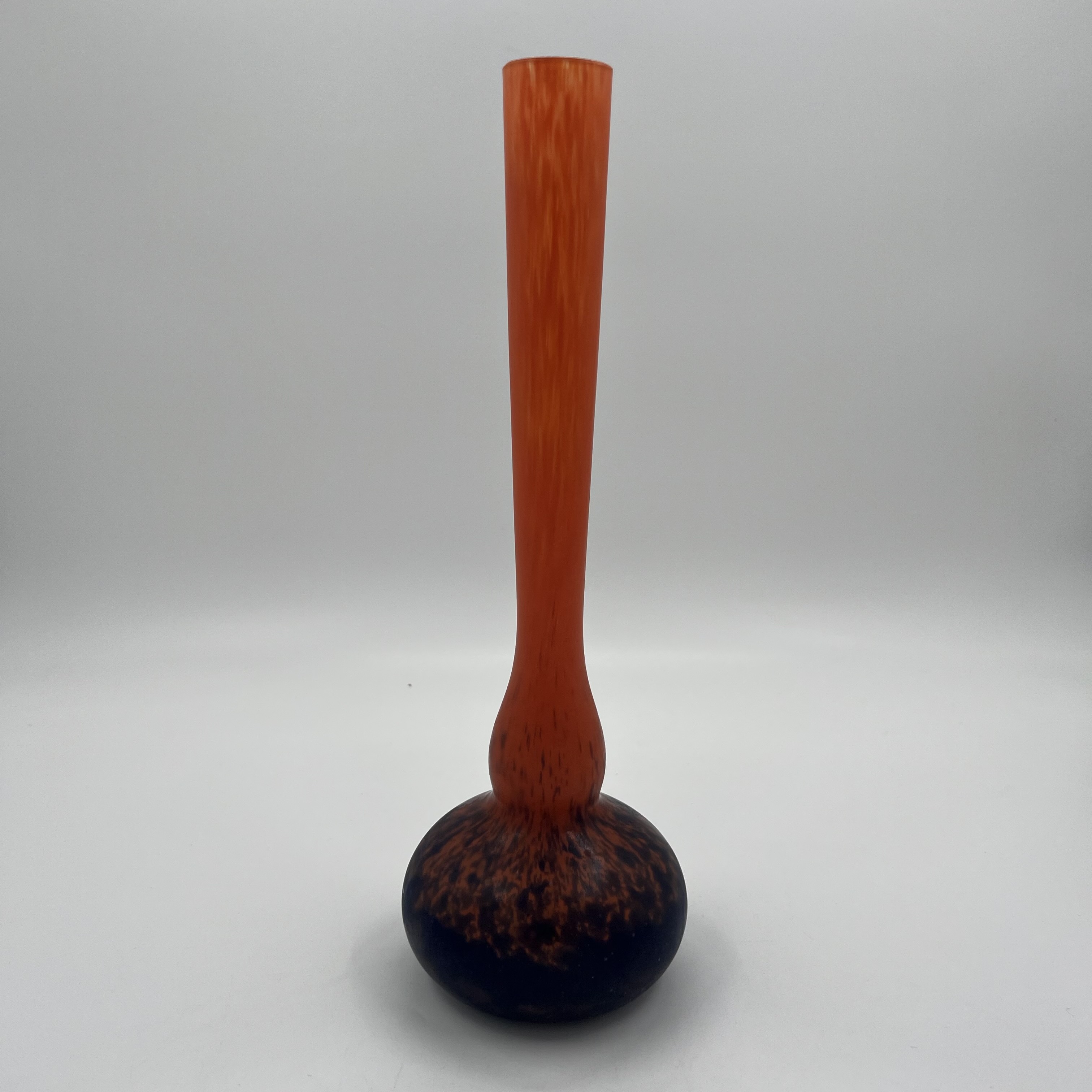 VASE BALUSTRE EN pâte de verre marmoréen coloré orange brun Art Déco EUR 100,00 - FR