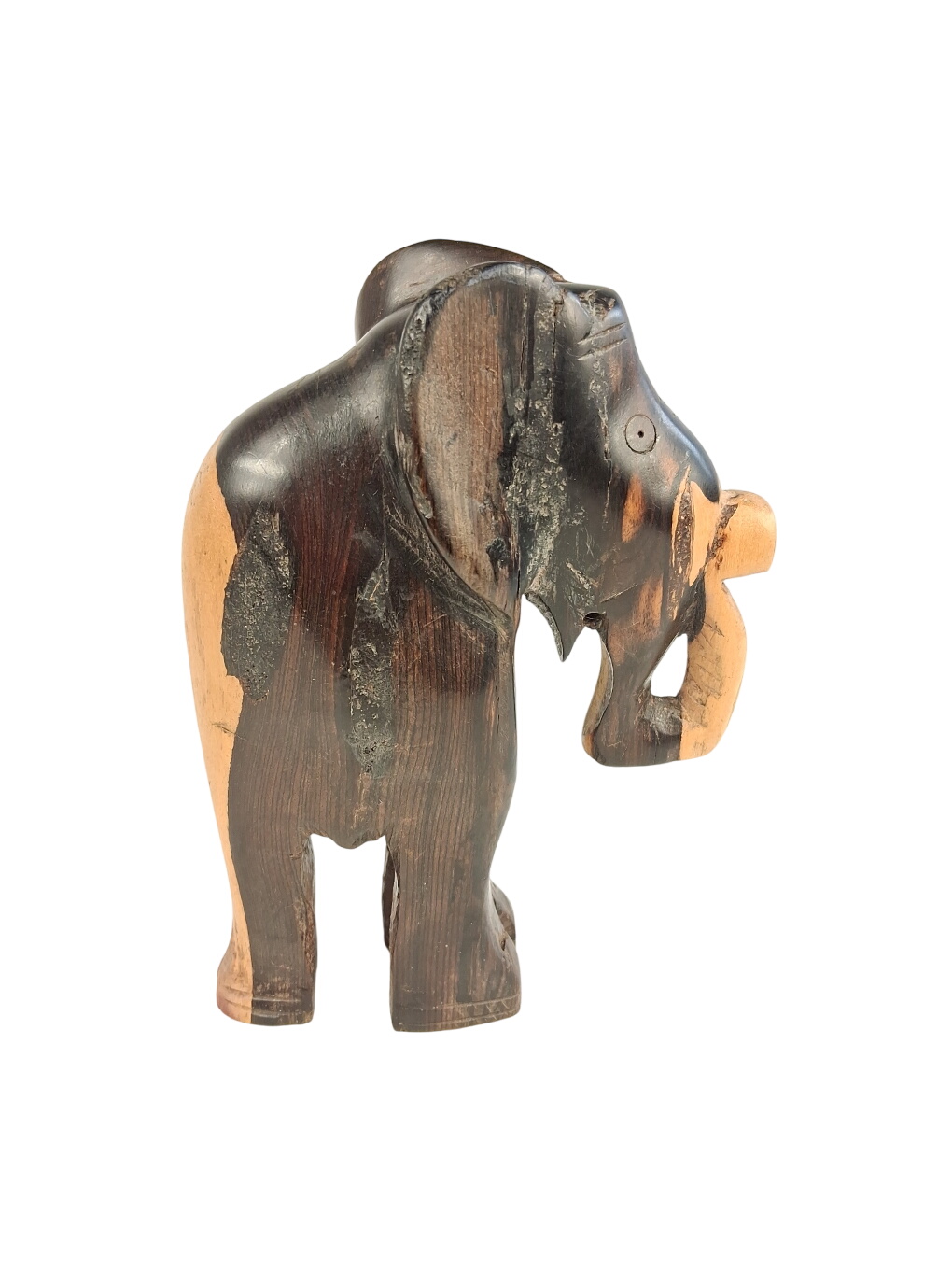Sculpture d'éléphant en bois bicolore artisanat ethnique - Photo 0