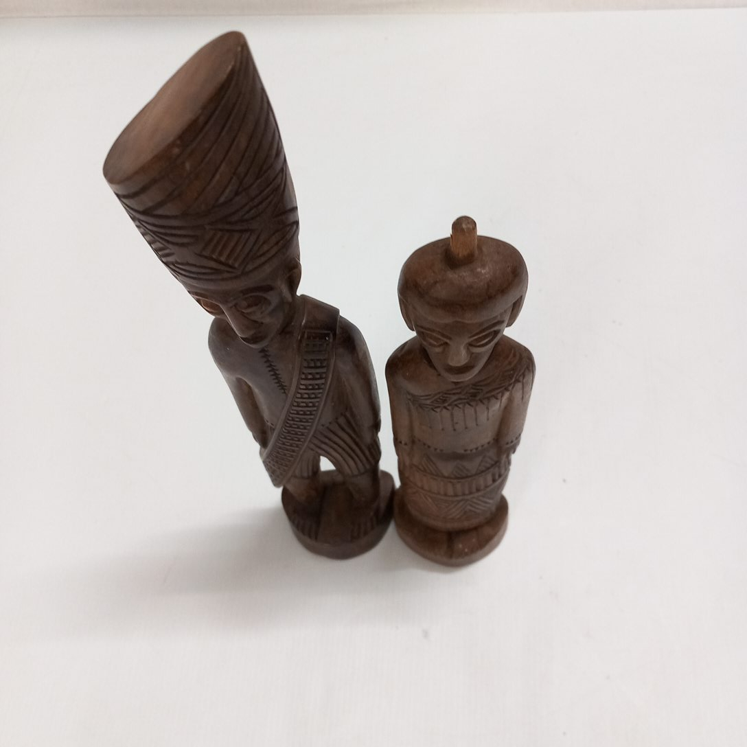 Sculpture Tribal en Bois - Photo 2