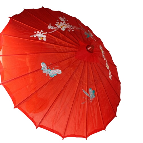 2 ombrelles chinoises : une verte et une rouge  -  reconditionné disponible sur Label Emmaüs