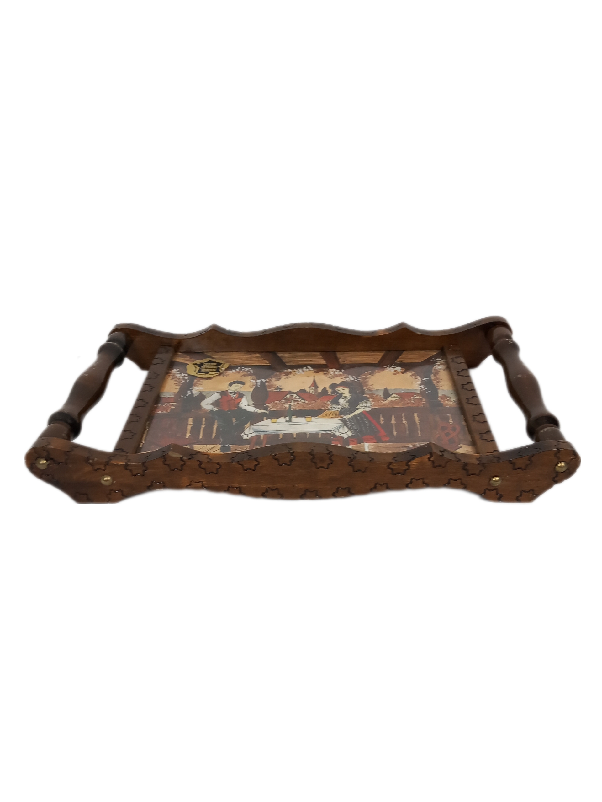 Lot De 3 Plateaux Service Plastique Laqué Noir Dorure Vintage