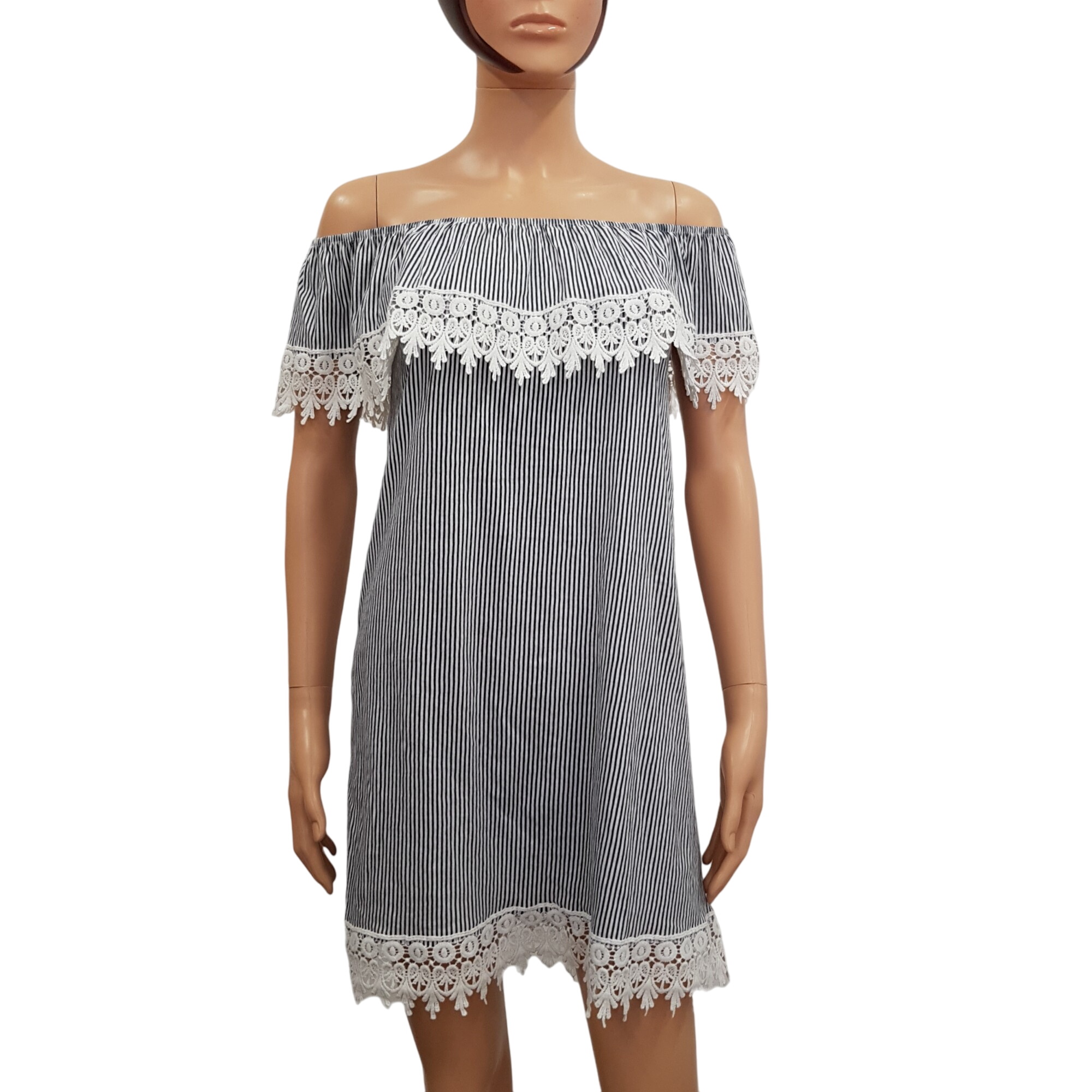 Tunique robe plage T S  rayures et dentelles guipure - Label Emmaus - Modalova