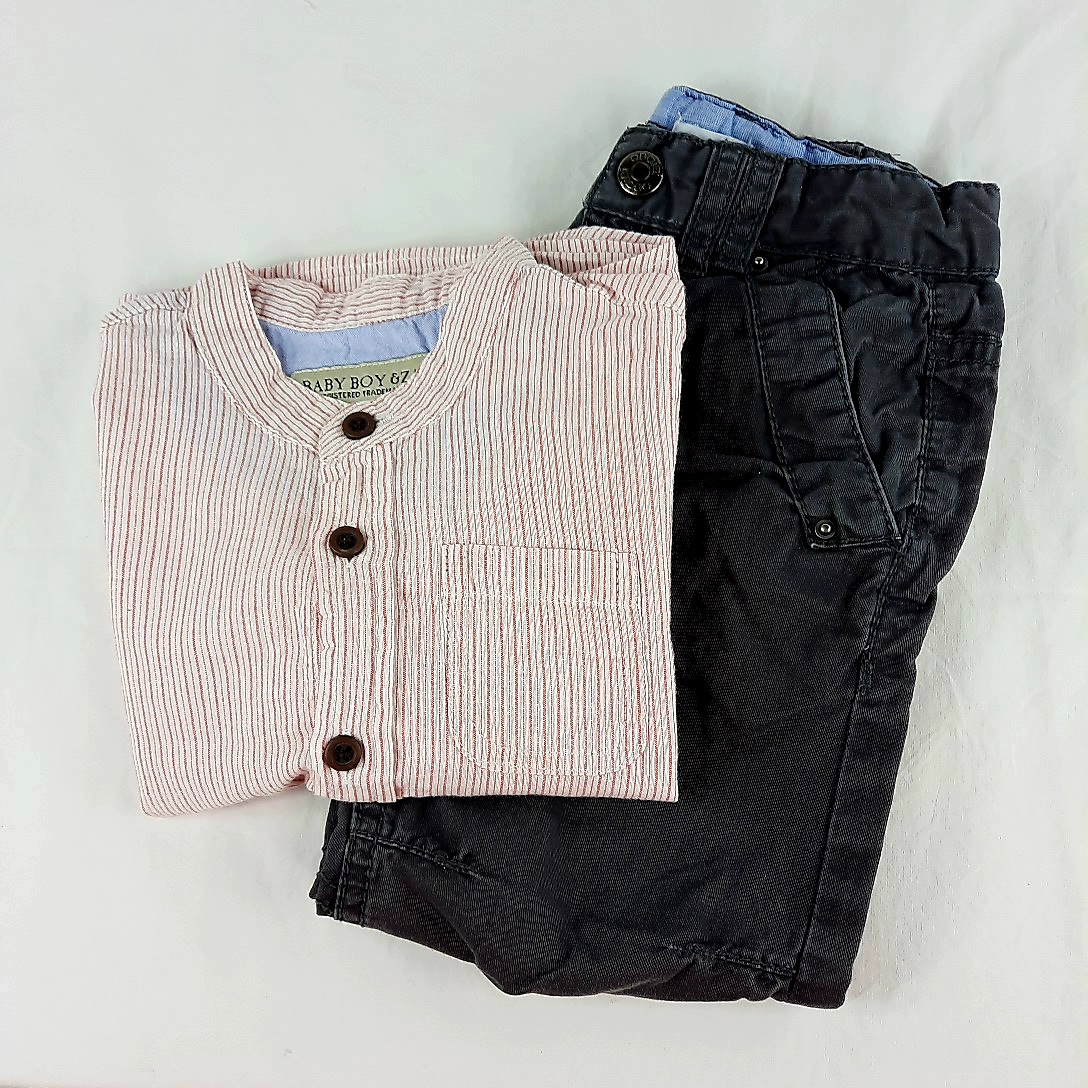 Ensemble 12/18 mois pantalon OBAIBI et chemise BABY BOY ZA  Très bon état - Vue 3 - 