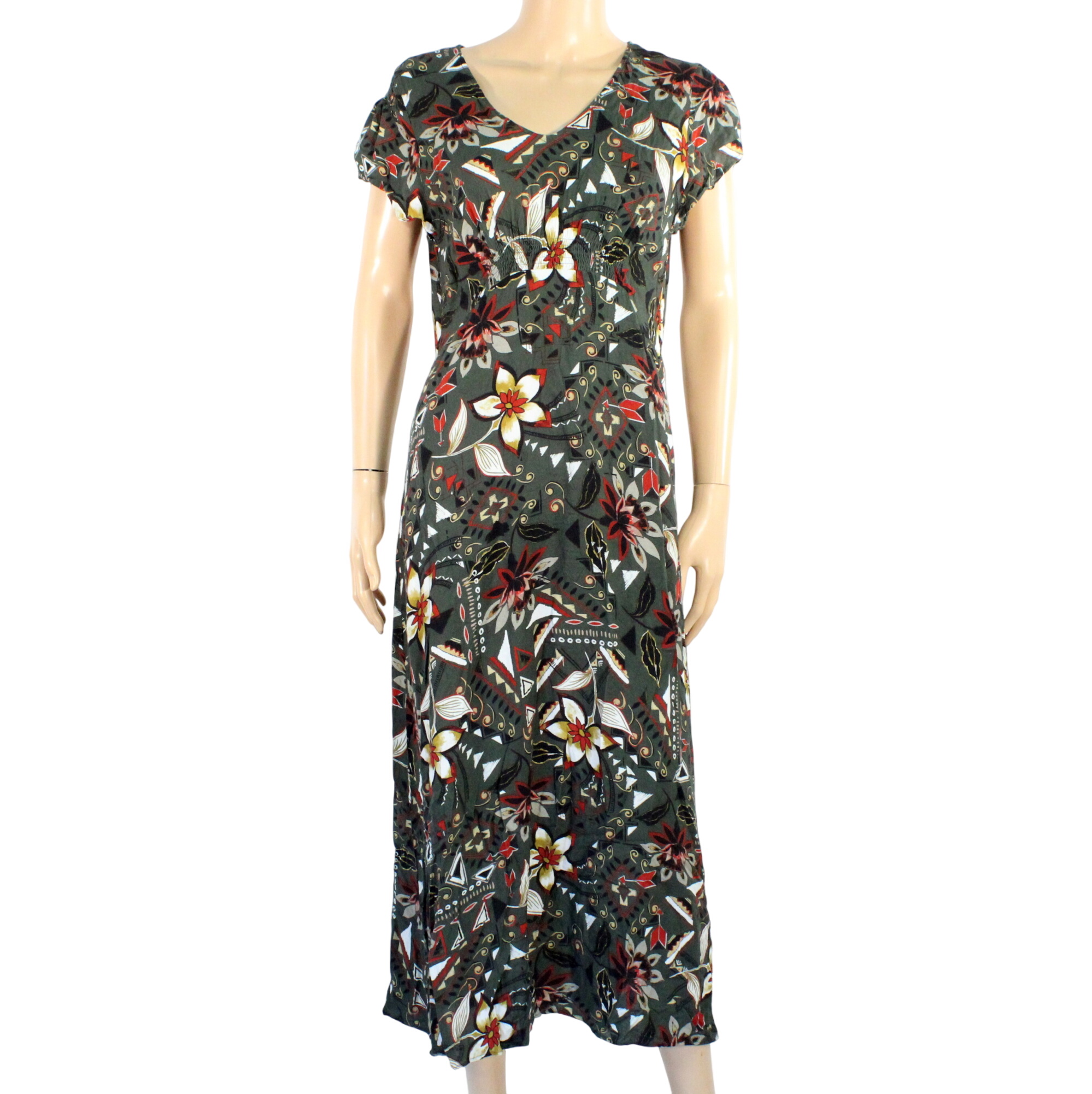 Robe Longue Kaki Fleurie Taille 44 - Label Emmaus - Modalova