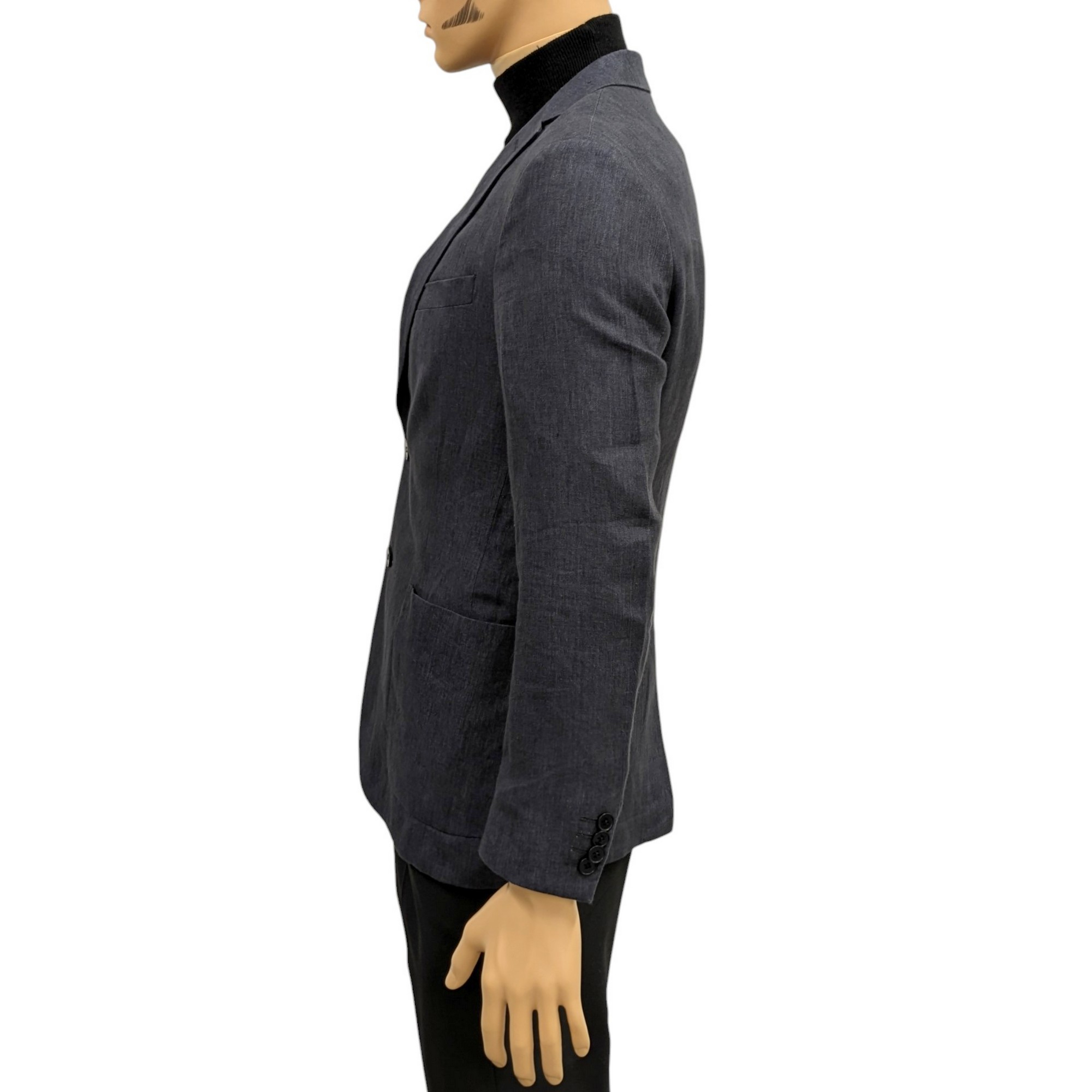 Veste de costume Emile Lafaurie T 48 en lin bleu grisé - Photo 3