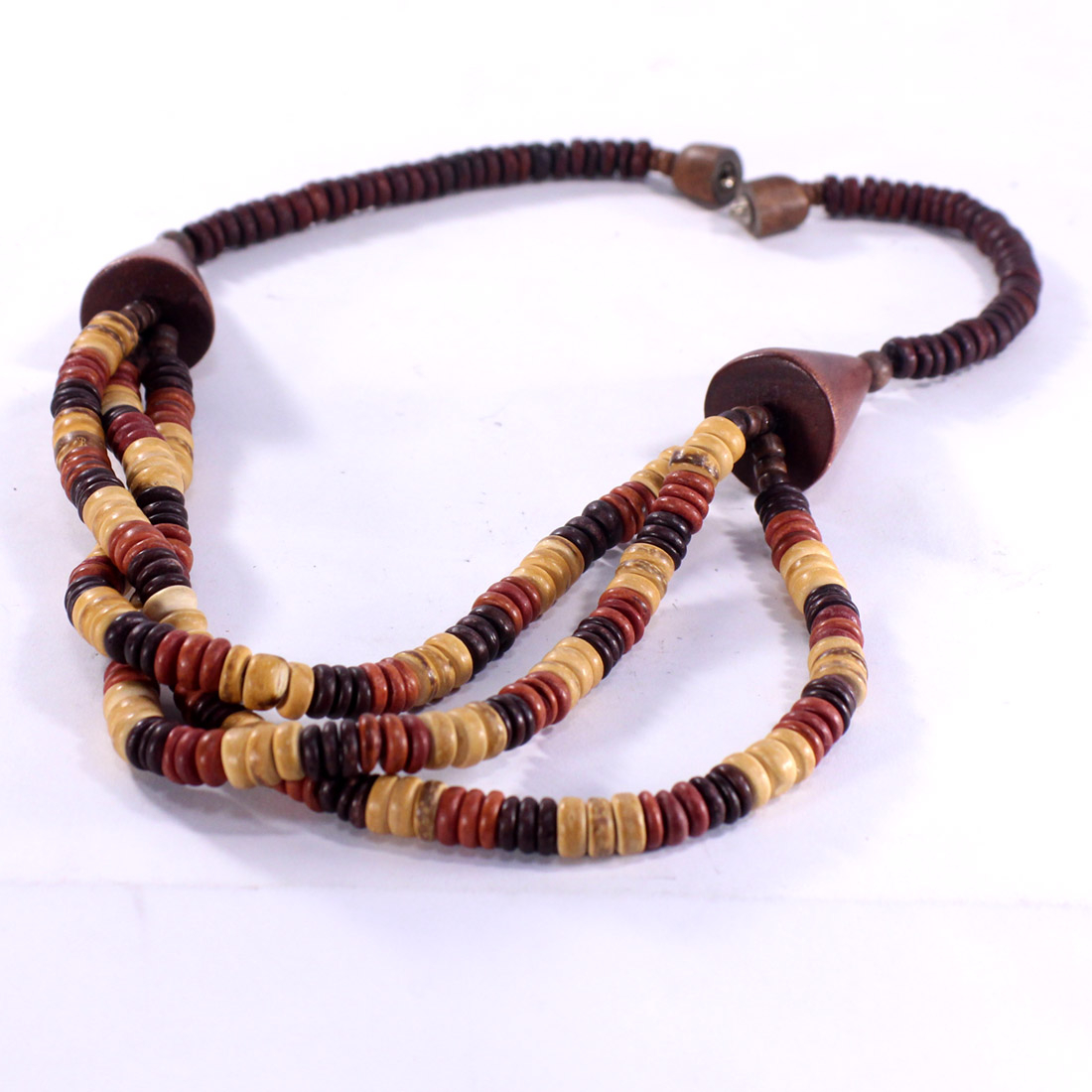 Collier chic bois et perles d'os  - Vue 2 - 