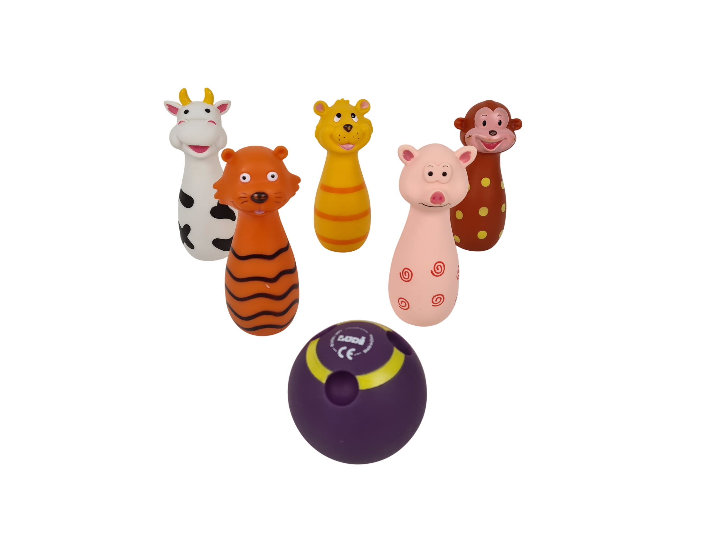 Jeu 1er âge - Jeu de quilles souples animaux , jeu de 5 quilles - 16cm - Photo 0