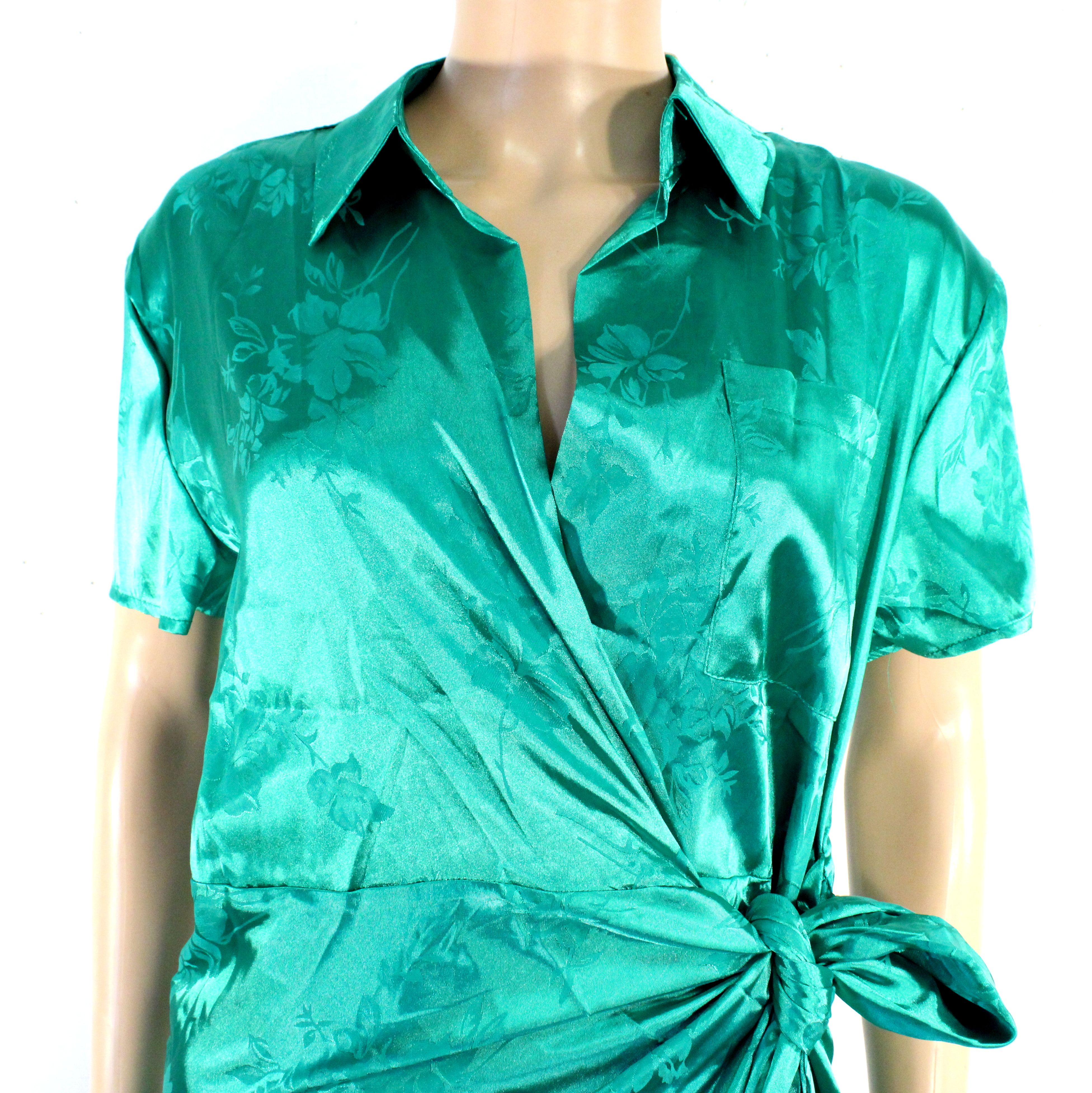 Robe Satinée Vert Emeraude ATELIER EVENE Taille S /M - Photo 4