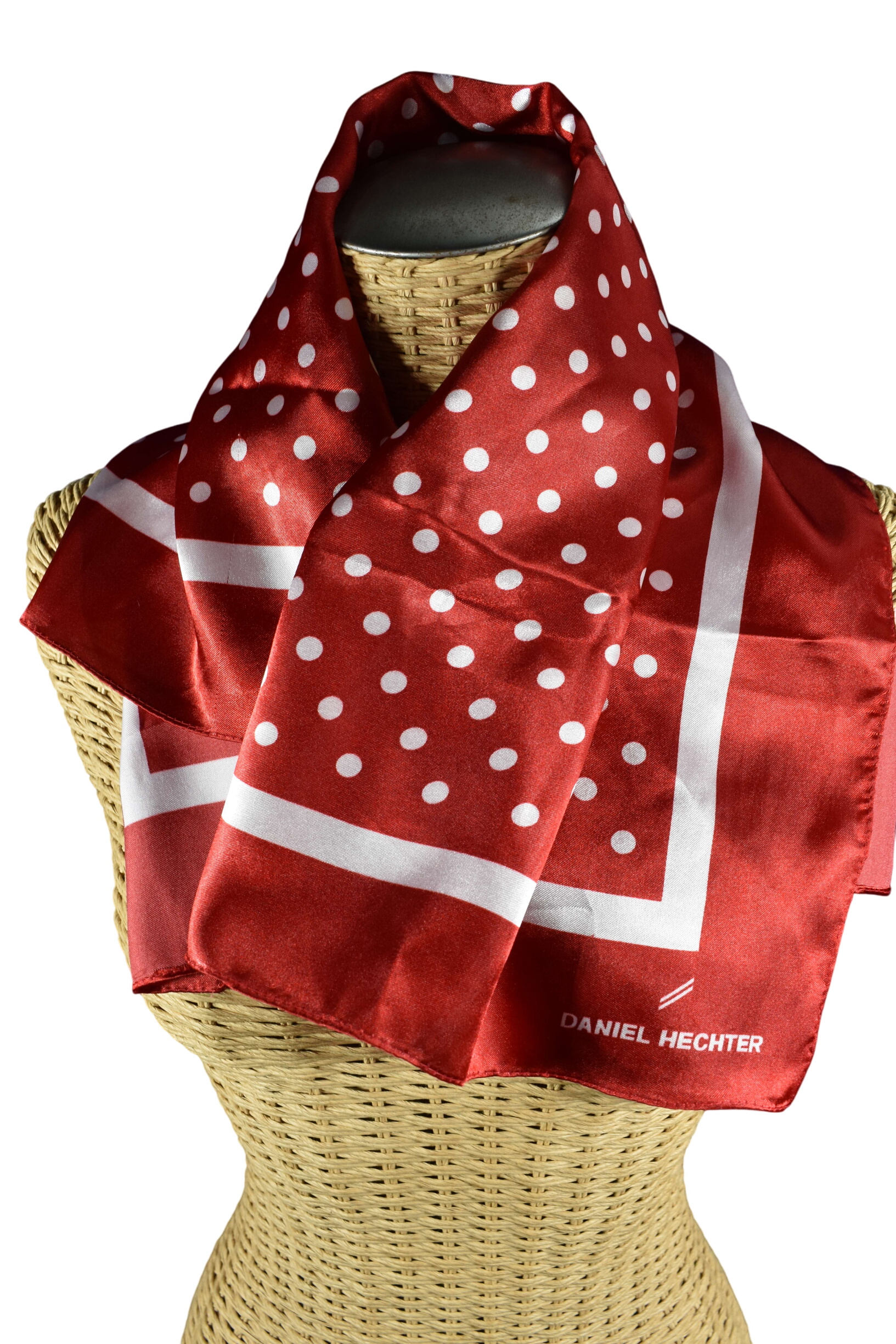 Carr " Daniel Hechter " foulard rouge  pois blancs, 70X 70 cm - Label Emmaus - Modalova