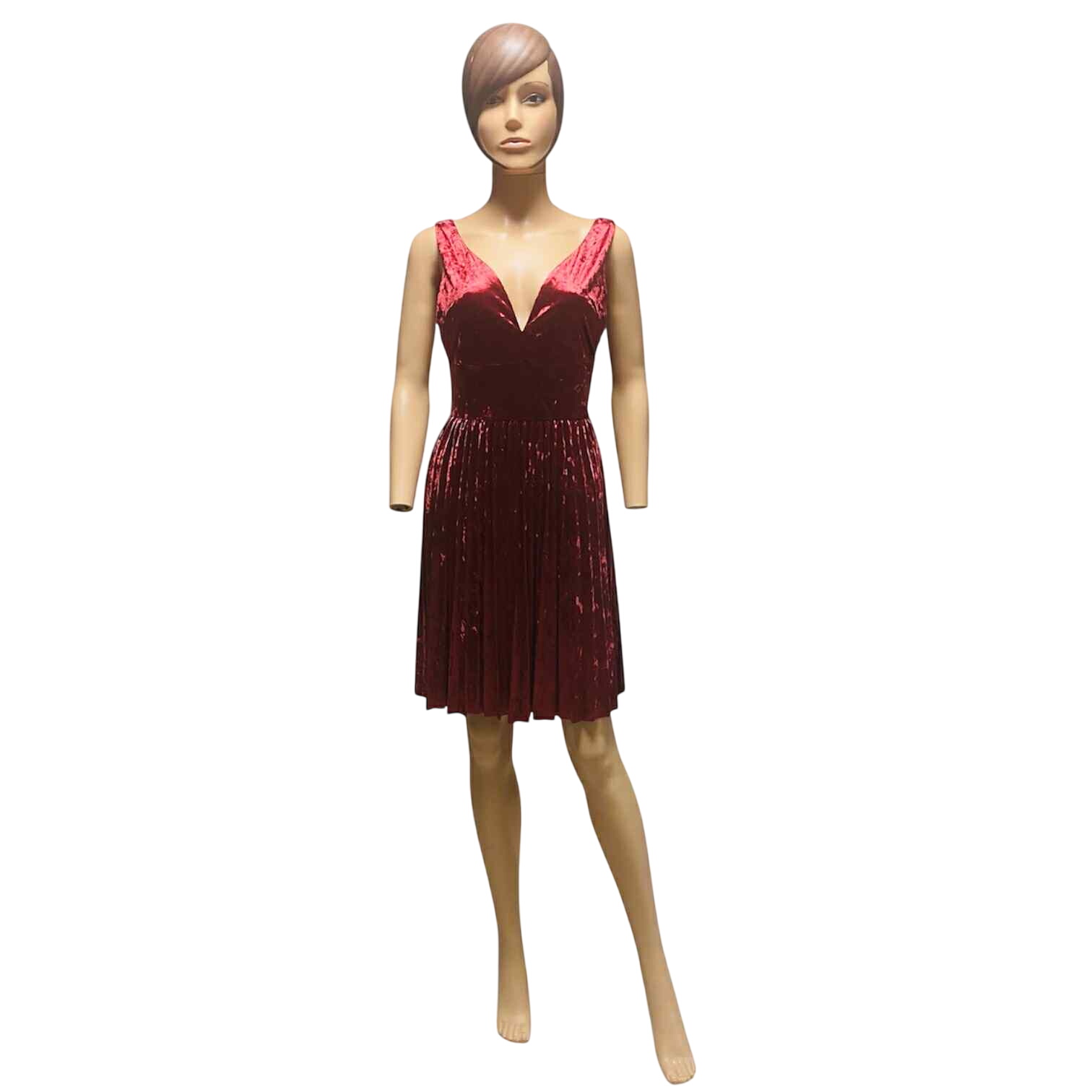 Robe en velours rouge style élégant avec décolleté plongeant et dos en V - Guess - S  -  reconditionné disponible sur Label Emmaüs