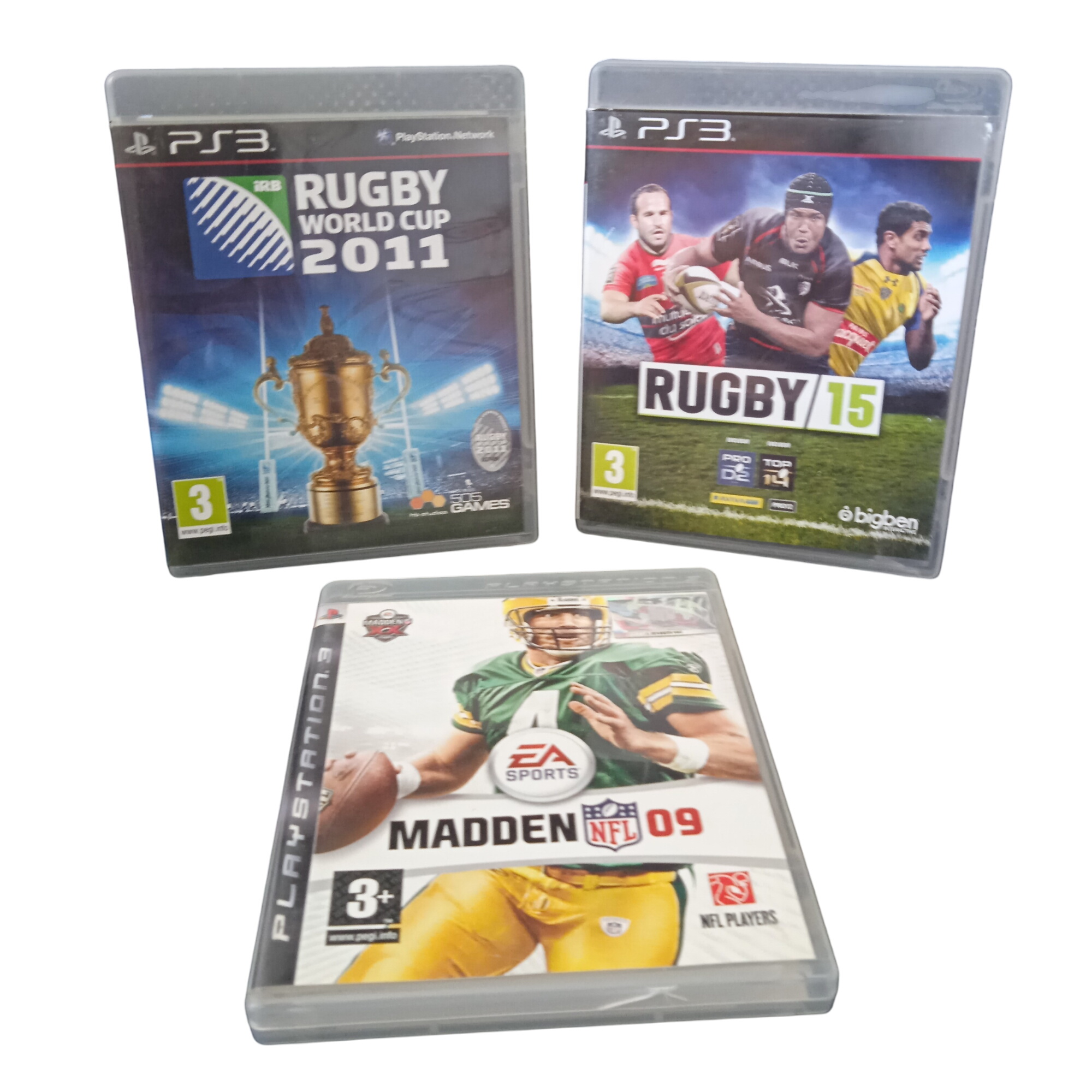 Acheter Jeux PS3 Rugby Word Cup 2011, Rugby 15, Madden NFL 9 Bon état - 15,00 € Jeux PS3 Rugby Word Cup 2011, Rugby 15, Madden NFL 9 Bon état - reconditionné disponible sur Label Emmaüs